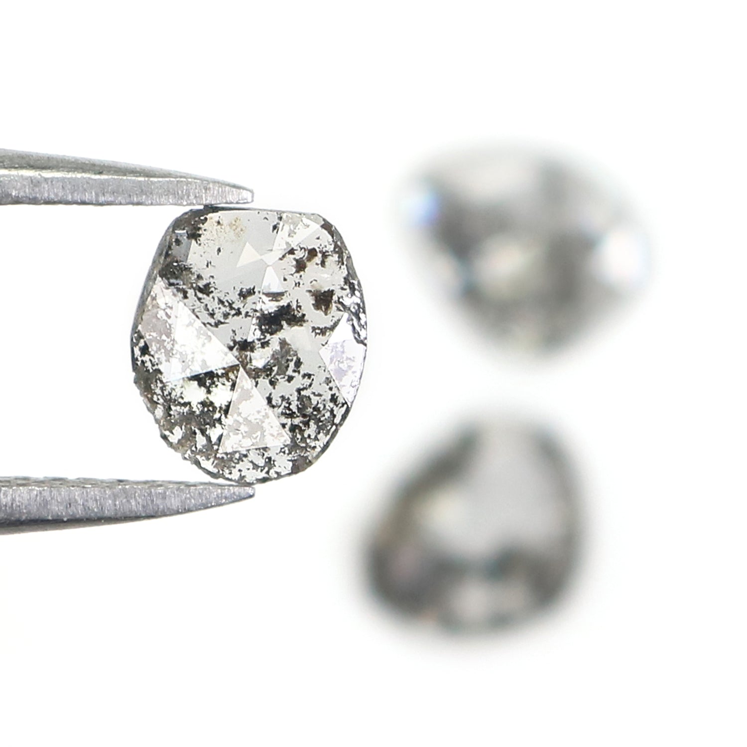 1.02 CT Natural Loose Slice Shape Diamond Salt And Pepper Slice Uncut Diamond 6.80 MM Natural Black Grey Diamond Irregular Cut Diamond L3560