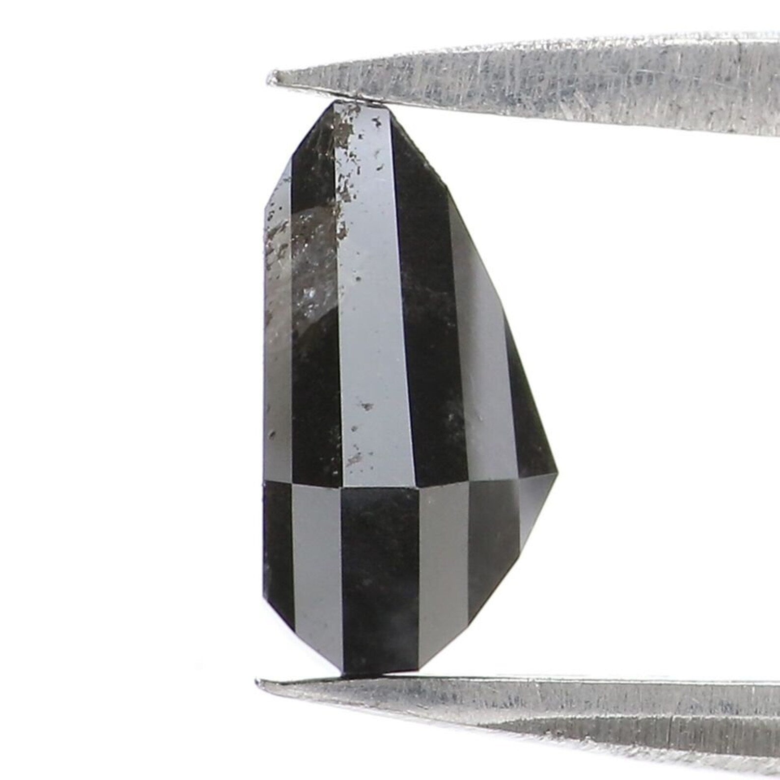 1.37 Ct Natural Loose Shield Shape Diamond Salt And Pepper Shield Diamond 7.70 MM Natural Black Grey Color Shield Rose Cut Diamond QN262