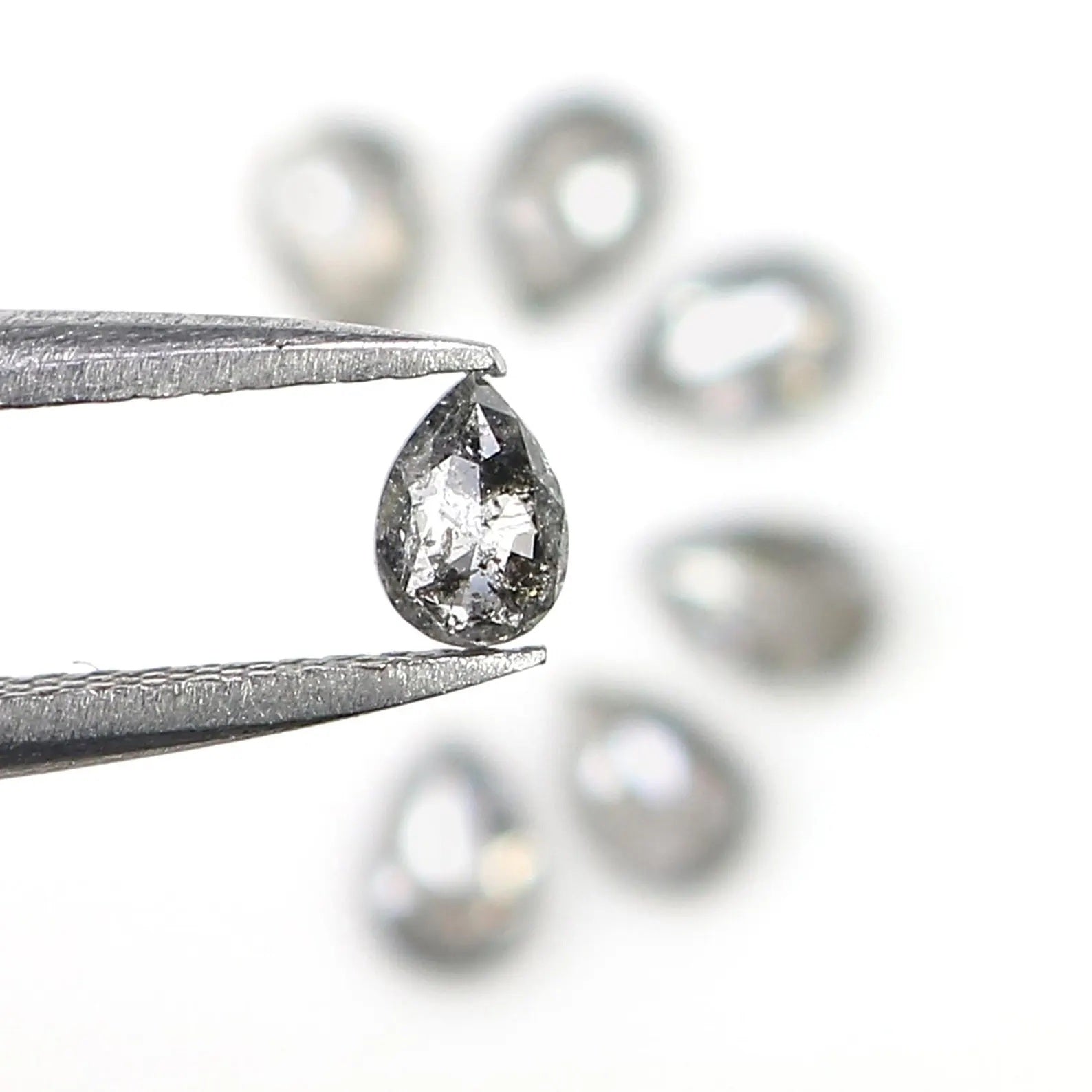 1.05 CT Natural Loose Pear Diamond Salt And Pepper Pear Diamond 3.60 MM Natural Loose Diamond Black Grey Color Pear Rose Cut Diamond NQ1569