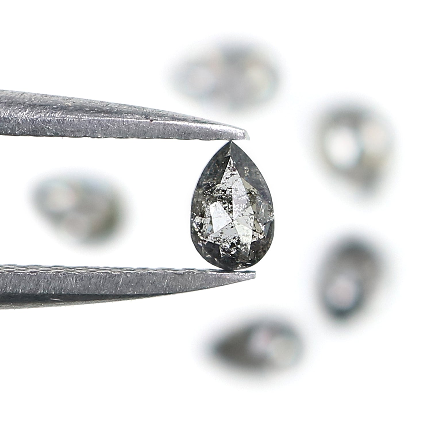 0.83 CT Natural Loose Pear Shape Diamond Salt And Pepper Pear Diamond 3.90 MM Natural Loose Black Grey Color Pear Rose Cut Diamond LQ1251