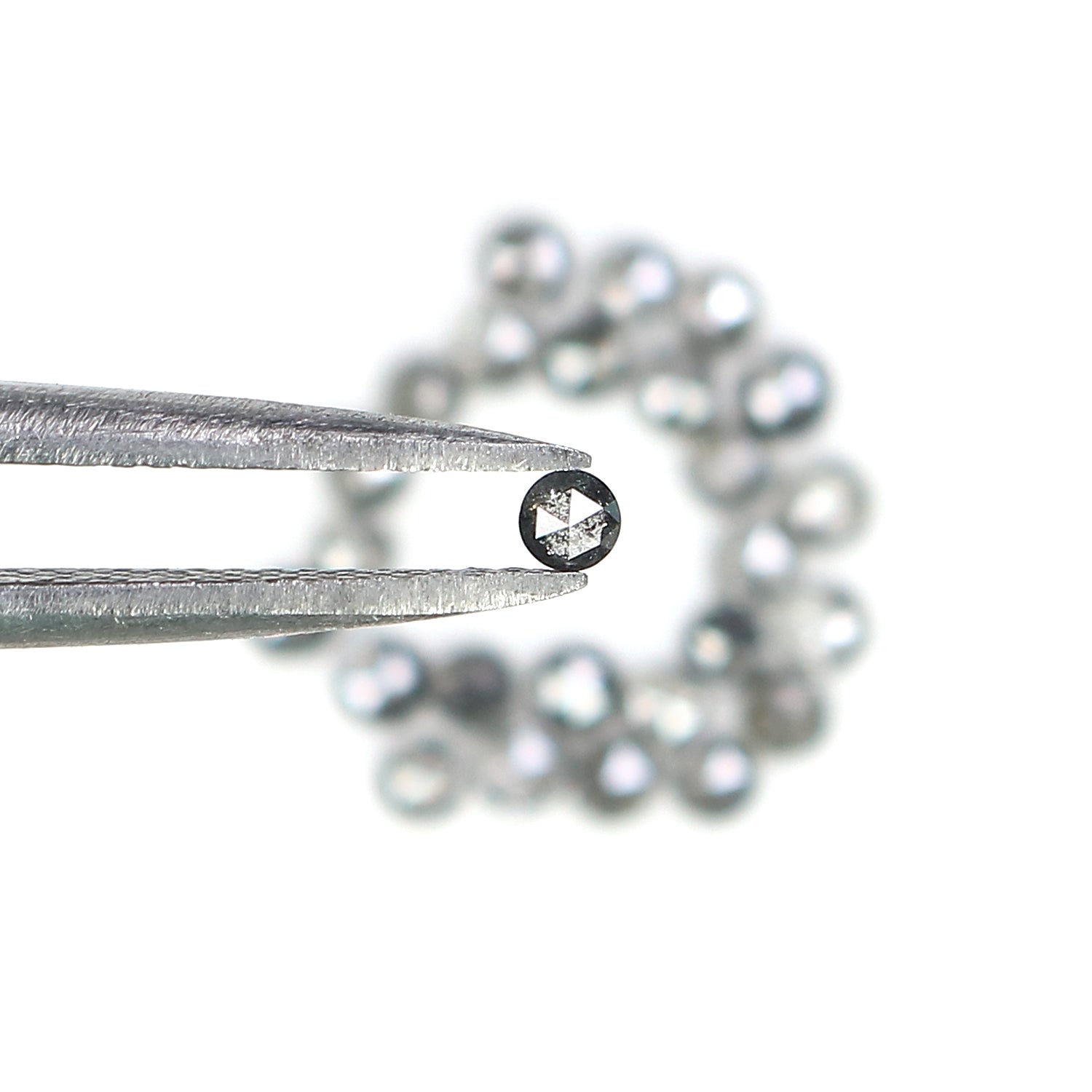 1.19 Ct Natural Loose Round Rose Cut Diamond Salt And Pepper Round Diamond 2.10 MM Natural Black Grey Color Round Rose Cut Diamond KQ2429