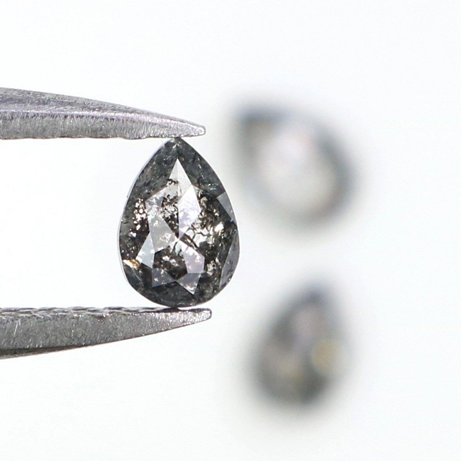 0.46 CT Natural Loose Pear Shape Diamond Salt And Pepper Pear Diamond 4.40 MM Natural Diamond Black Grey Color Pear Rose Cut Diamond NQ2414