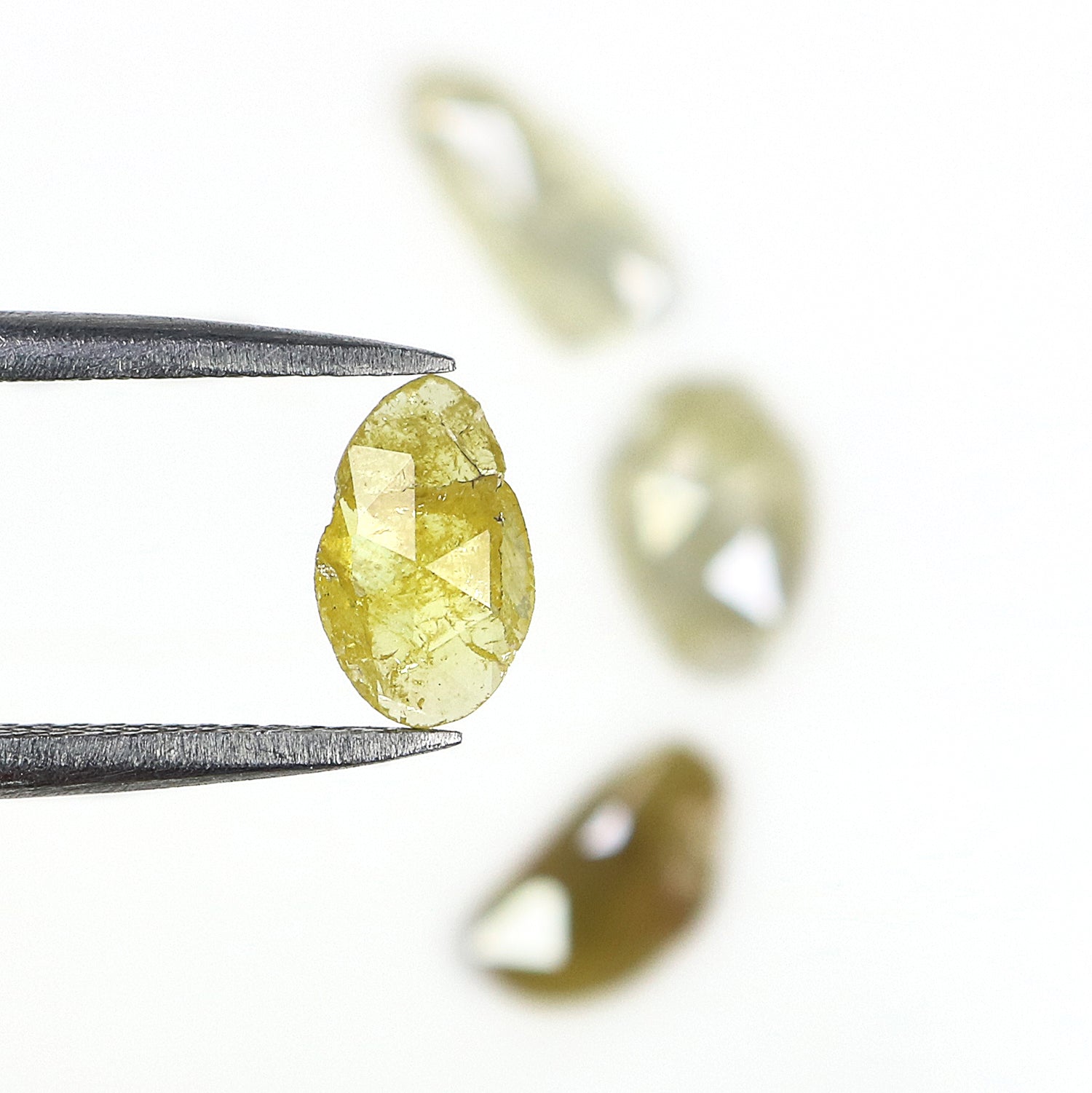 1.94 Ct Natural Loose Slice Shape Diamond Gray Color Slice Cut Diamond 7.65 MM Natural Diamond Yellow Color Slice Rose Cut Diamond NQ1192