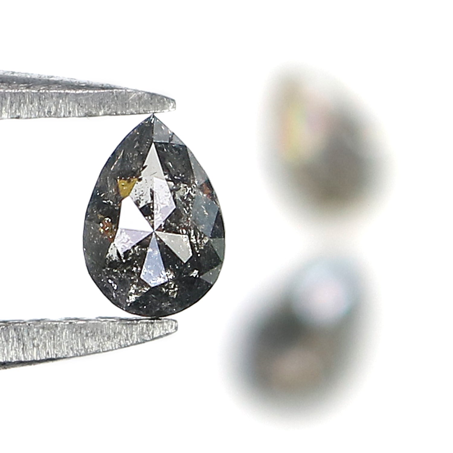 0.68 CT Natural Loose Pear Shape Diamond Salt And Pepper Pear Cut Diamond 4.55 MM Natural Black Grey Diamond Pear Rose Cut Diamond LQ1979