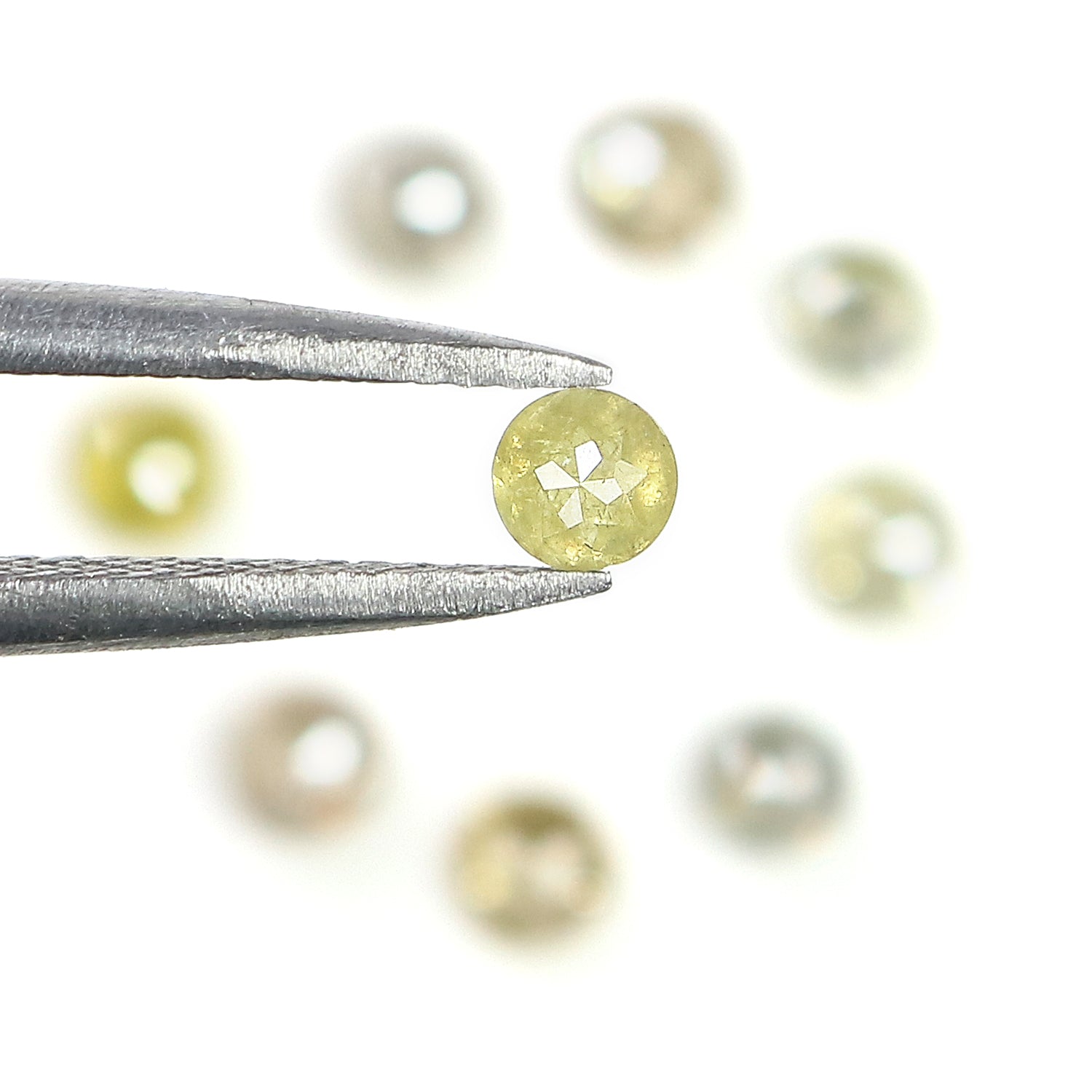 1.38 CT Natural Loose Round Rose Cut Diamond Grey Color Round Shape Diamond 2.90 MM Natural Loose Yellow Color Round Rose Cut Diamond LQ1597