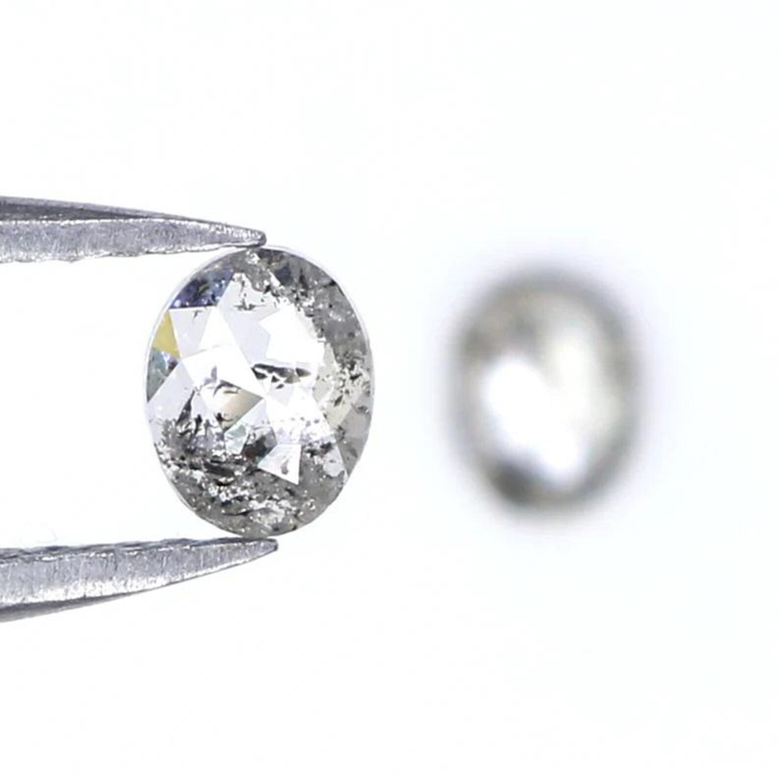 0.63 CT Natural Loose Oval Pair Diamond Salt And Pepper Oval Cut Diamond 4.75 MM Natural Loose Black Grey Color Oval Rose Cut Diamond NQ885