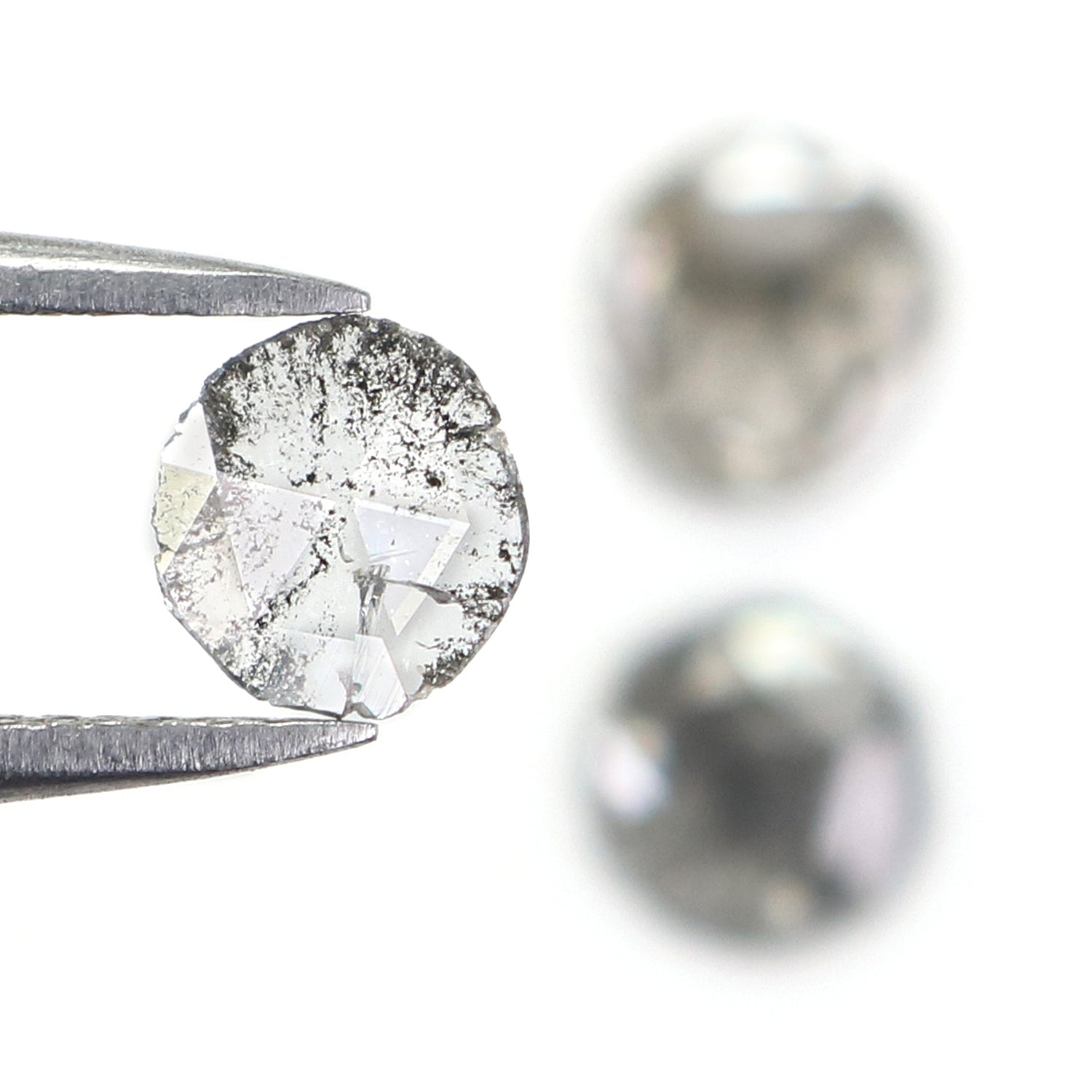 0.97 CT Natural Loose Slice Shape Diamond Salt And Pepper Slice Cut Diamond 6.35 MM Natural Black Grey Diamond Irregular Cut Diamond L3472