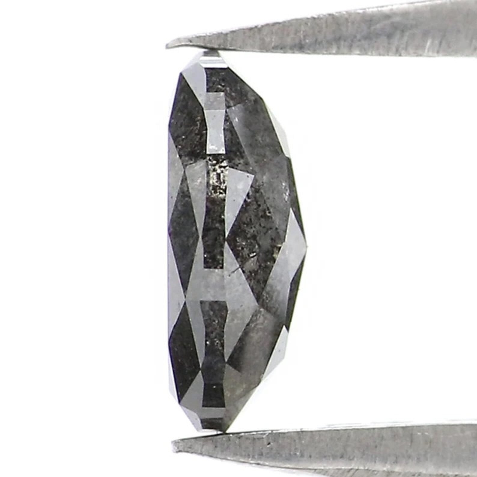 0.79 CT Natural Loose Oval Shape Diamond Salt And Pepper Oval Cut Diamond 6.90 MM Natural Black Grey Color Oval Rose Cut Diamond NQ2462