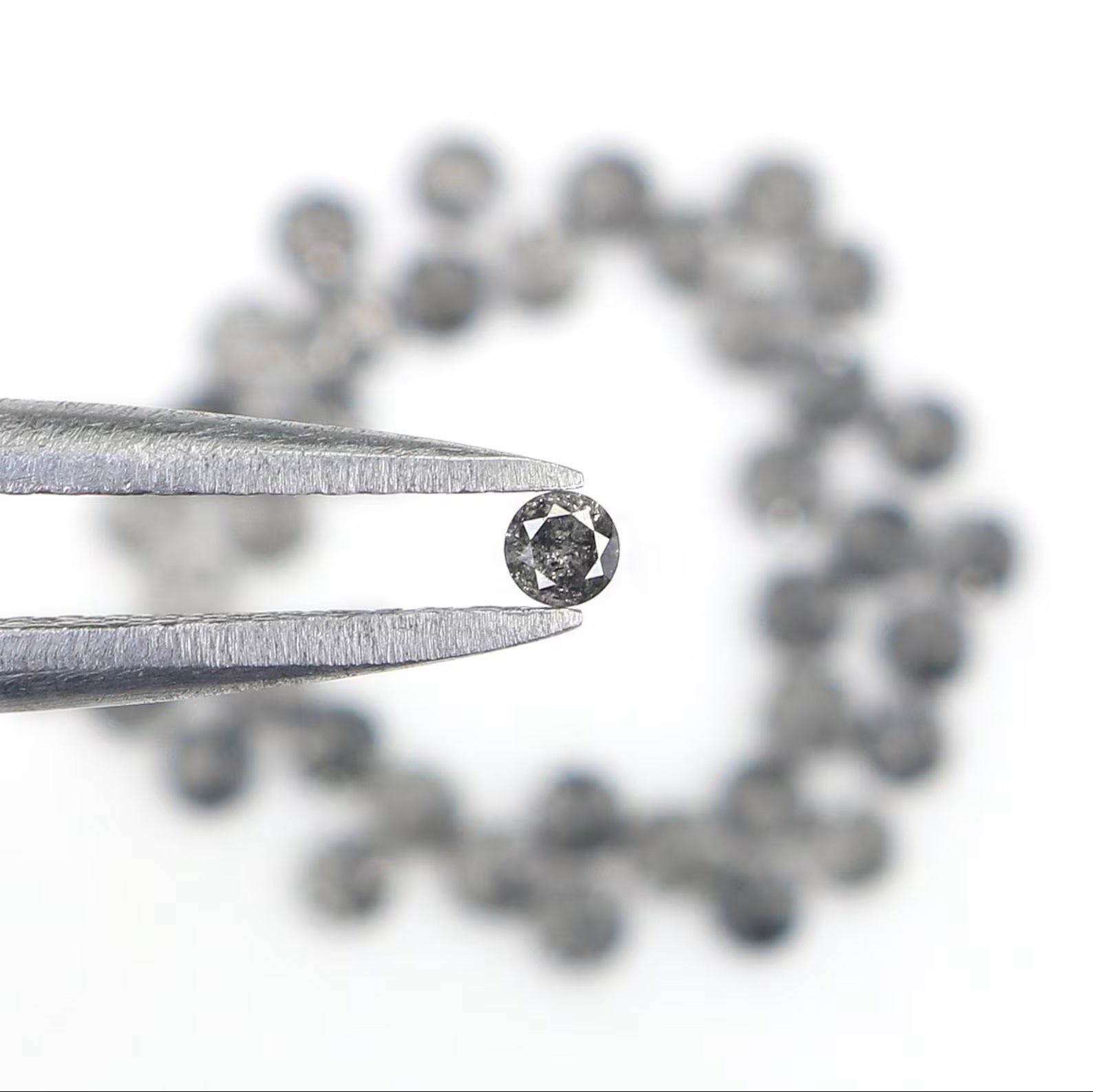 1.24 Ct Natural Loose Round Shape Diamond Salt And Pepper Round Diamond 1.90 MM Natural Black Grey Color Round Brilliant Cut Diamond NQ853