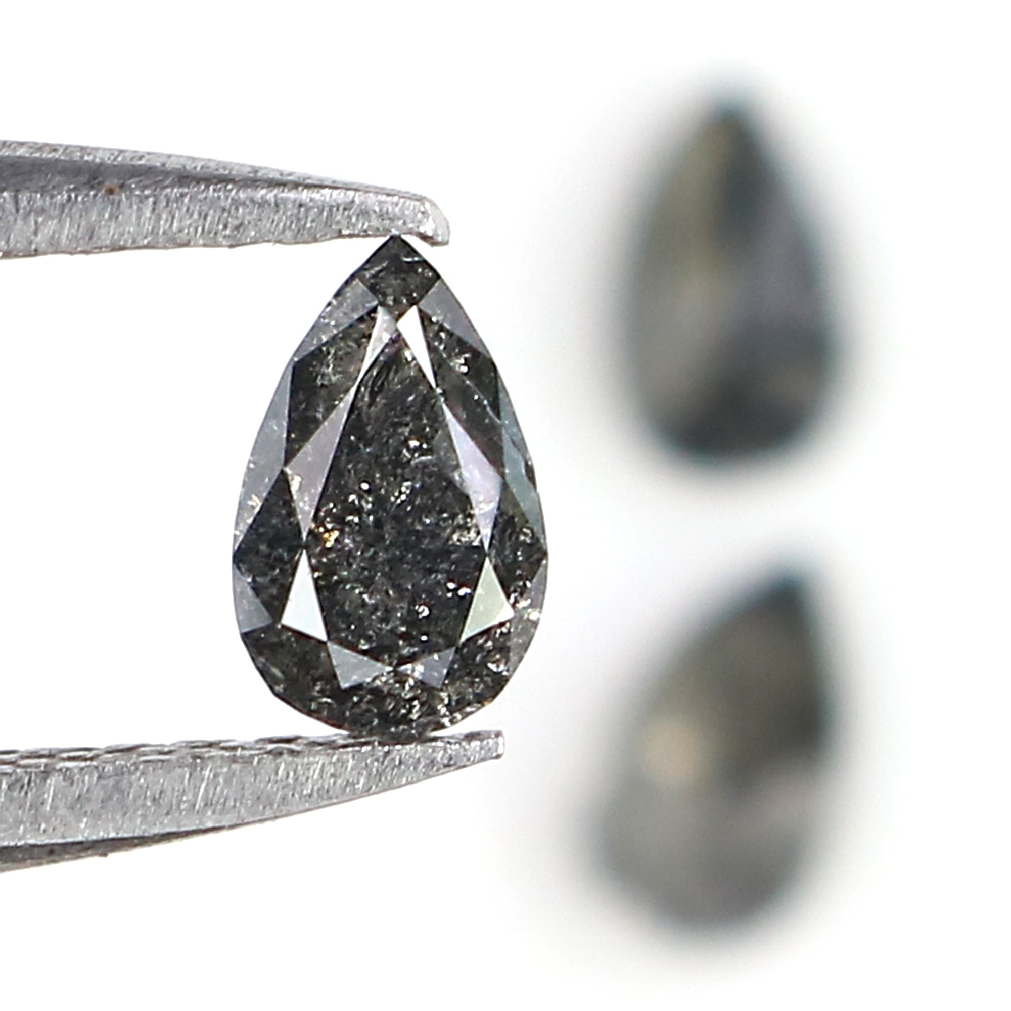 0.65 CT Natural Loose Pear Shape Diamond Salt And Pepper Pear Cut Diamond 4.90 MM Natural Black Grey Color Pear Brilliant Cut Diamond LQ1968