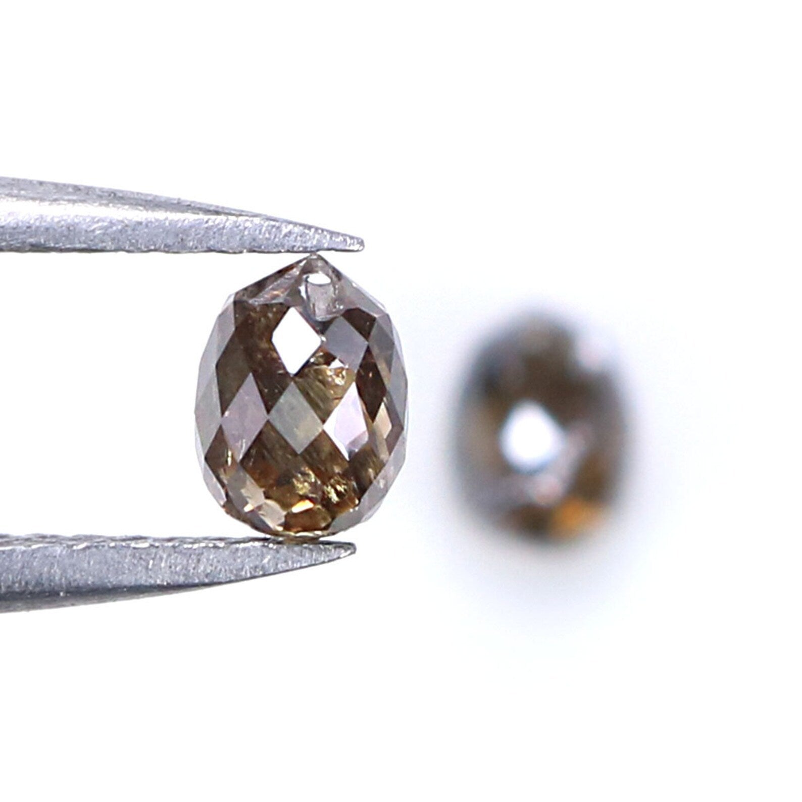 1.11 CT Natural Loose briolette Diamond Brown Color Drop Shape Diamond 4.80 MM Natural Loose Diamond Drop Shape Rose Cut Diamond KDN869