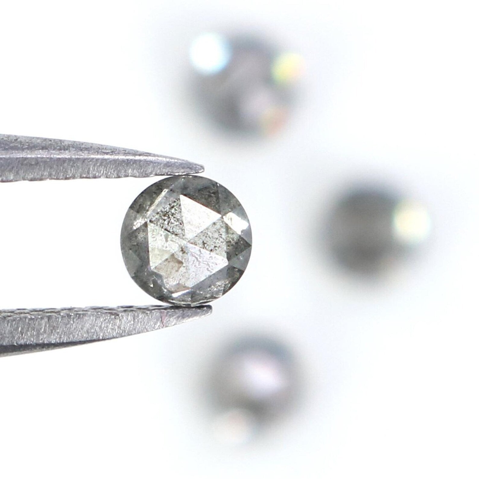 0.98 CT Natural Loose Round Rose Cut Diamond Salt And Pepper Round Diamond 3.65 MM Natural Black Grey Color Round Rose Cut Diamond NQ2317