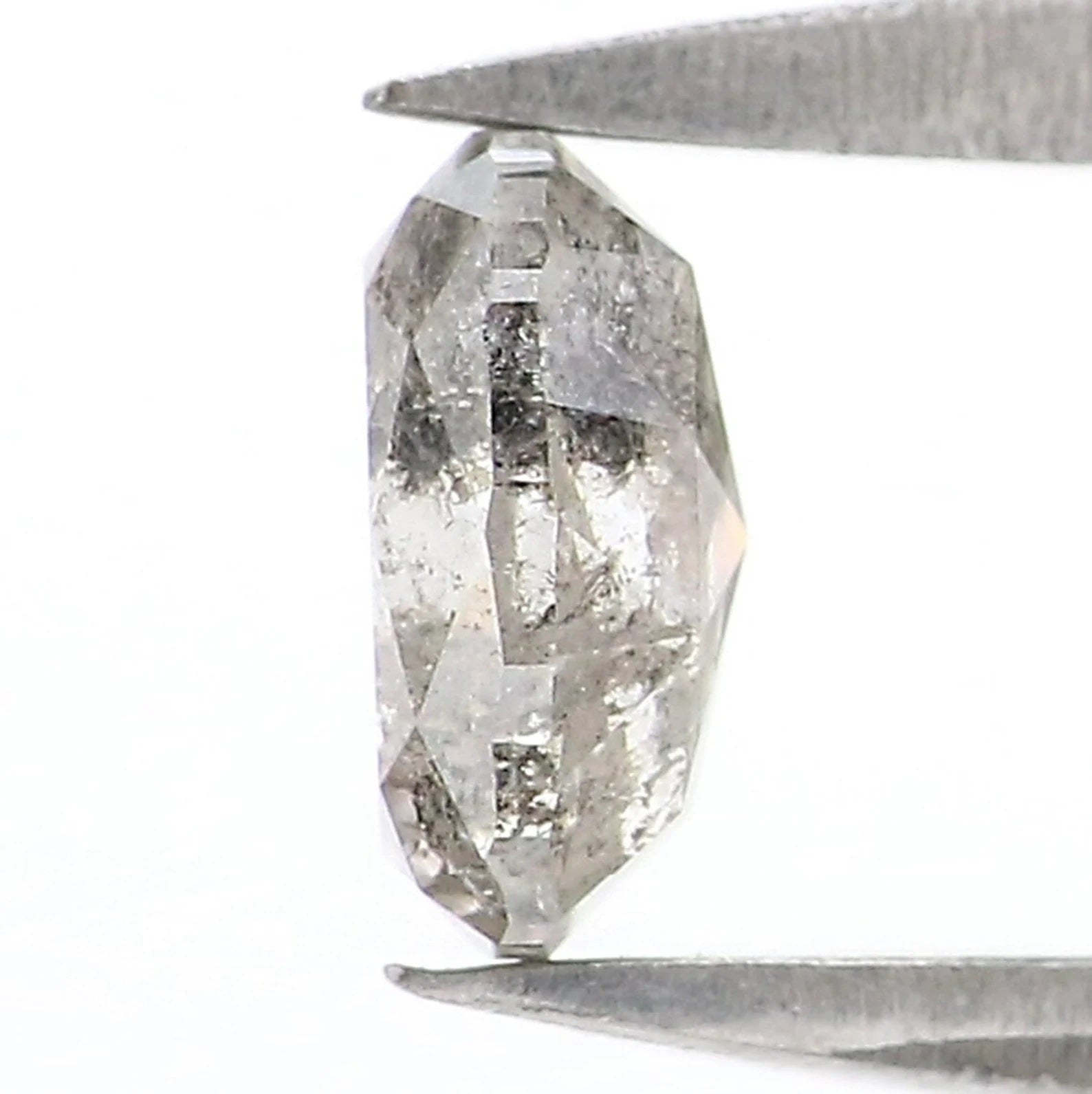 0.49 CT Natural Loose Oval Diamond Salt And Pepper Oval Diamond 5.50 MM Natural Loose Diamond Black Grey Color Oval Rose Cut Diamond NQ7693