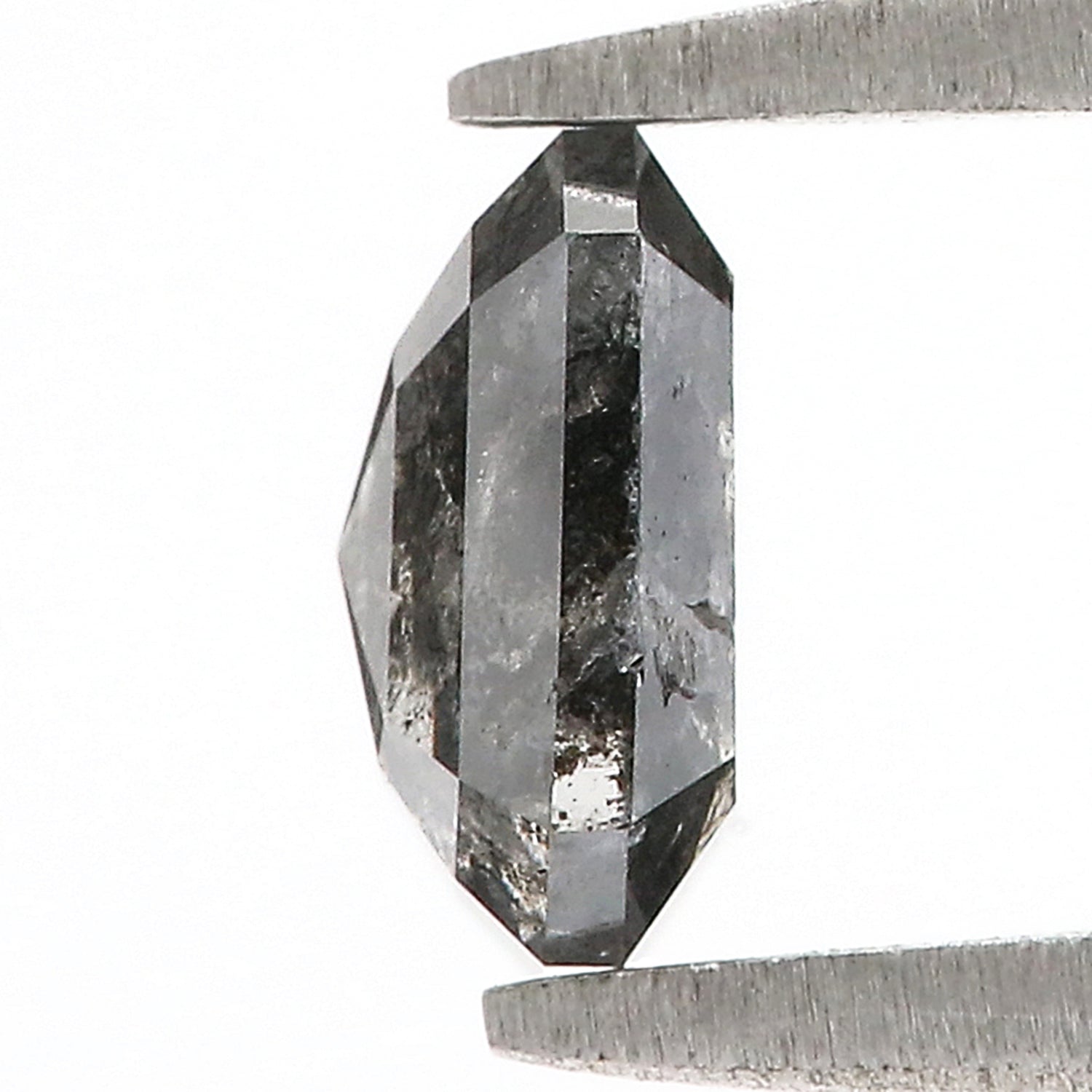 1.10 CT Natural Loose Emerald Shape Diamond Salt And Pepper Emerald Shape Diamond 6.50 MM Black Grey Color Emerald Rose Cut Diamond QL974