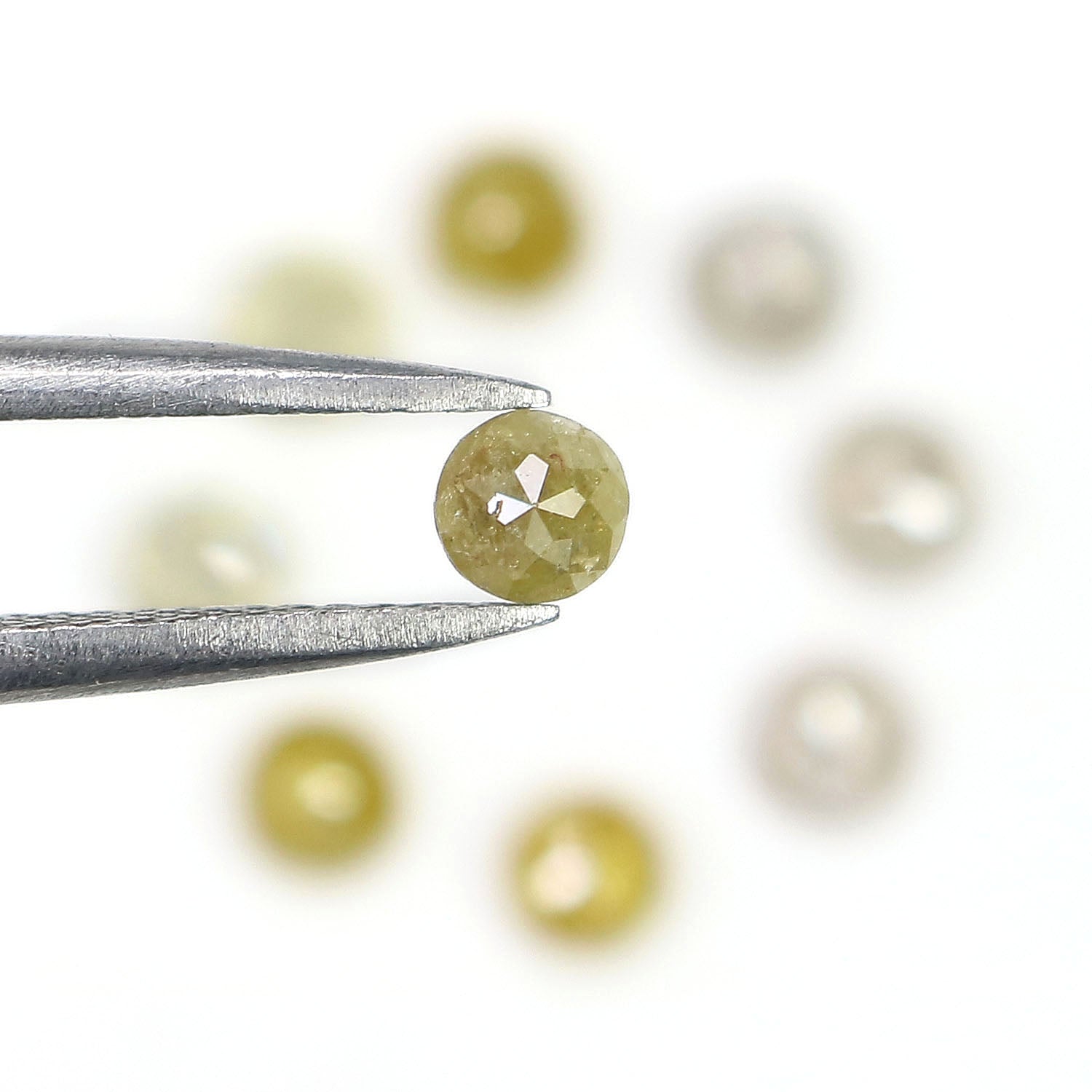 2.25 CT Natural Loose Round Rose Cut Diamond Grey Color Round Shape Diamond 3.50 MM Natural Loose Yellow Color Round Rose Cut Diamond LQ1704