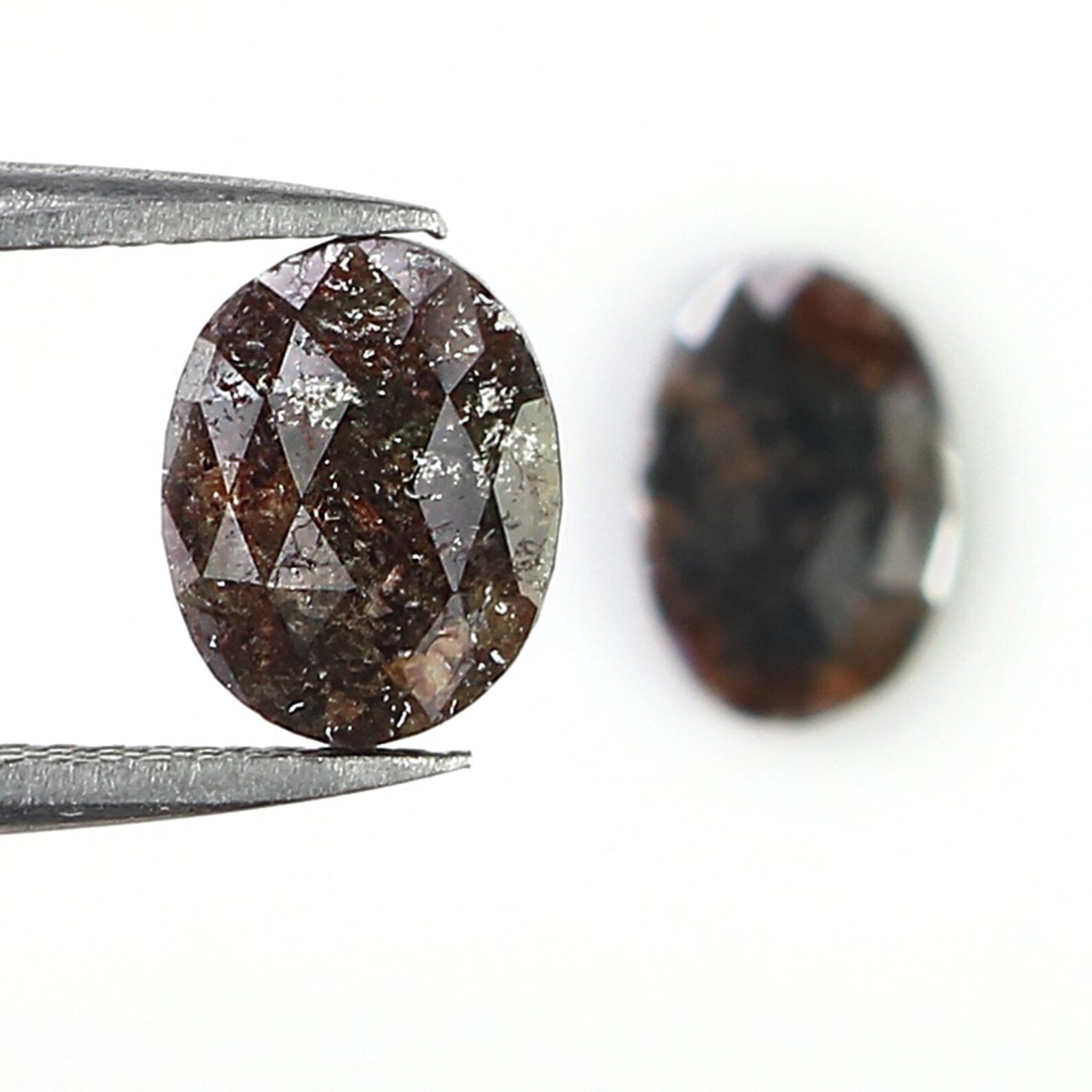 1.98 CT Natural Loose Oval Cut Pair Diamond Brown Color Oval Shape Diamond 8.85 MM Natural Diamond Brown Color Oval Rose Cut Diamond NQ2550