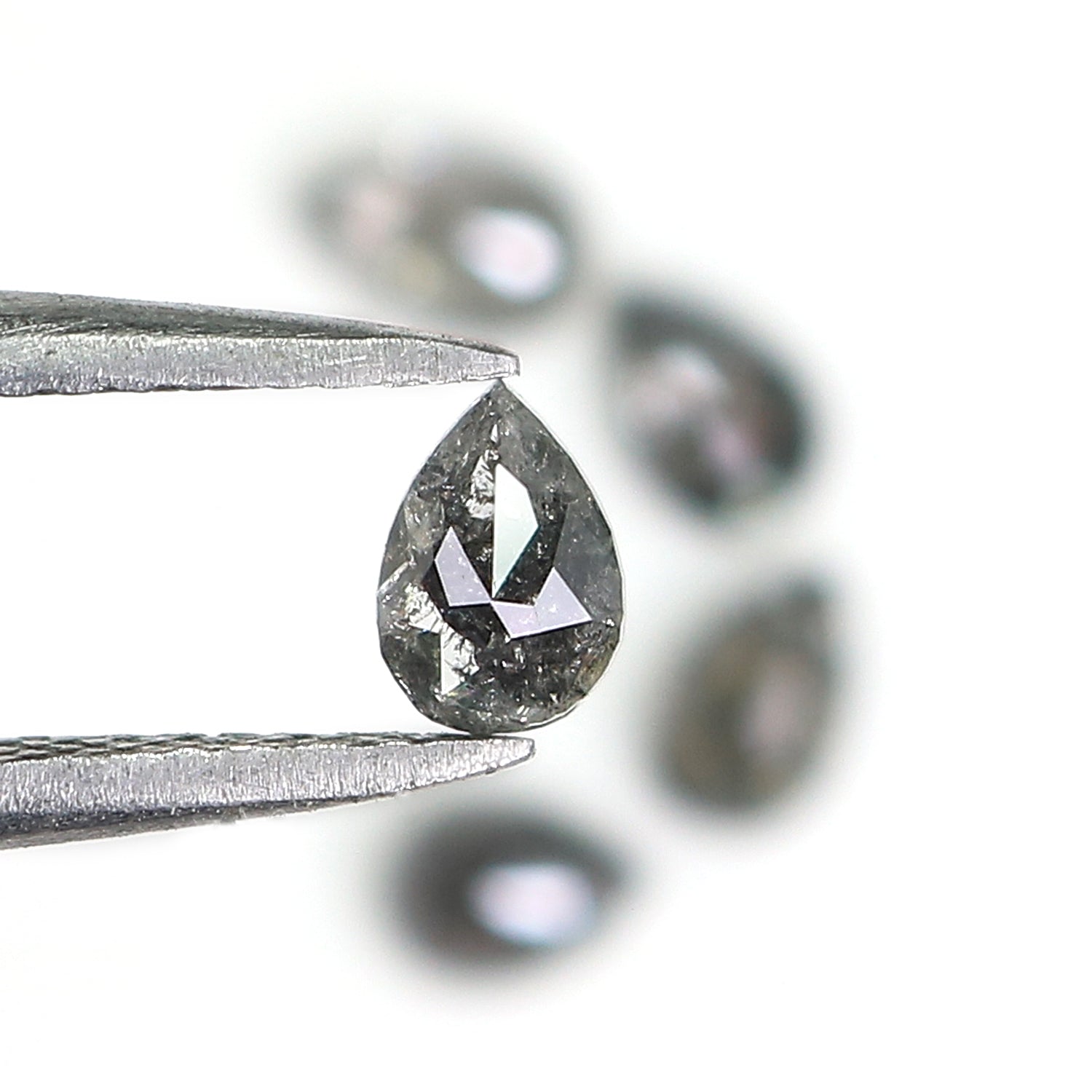 1.22 CT Natural Loose Pear Shape Diamond Salt And Pepper Pear Cut Diamond 4.70 MM Natural Loose Black Grey Color Pear Rose Cut Diamond QL752