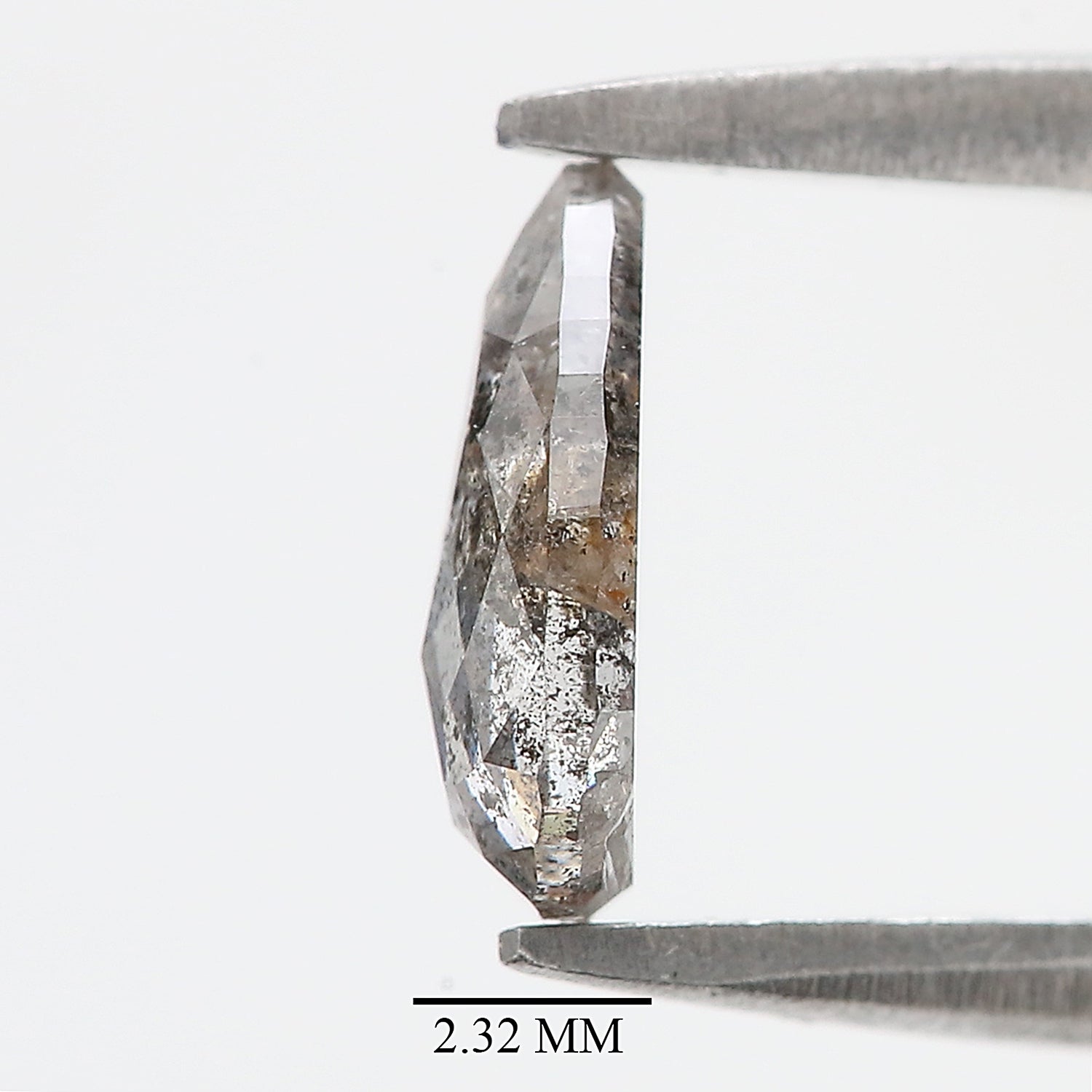 0.79 CT Natural Loose Pear Shape Diamond Salt And Pepper Pear Rose Cut Diamond 8.05 MM Black Grey Color Pear Shape Rose Cut Diamond QL9511