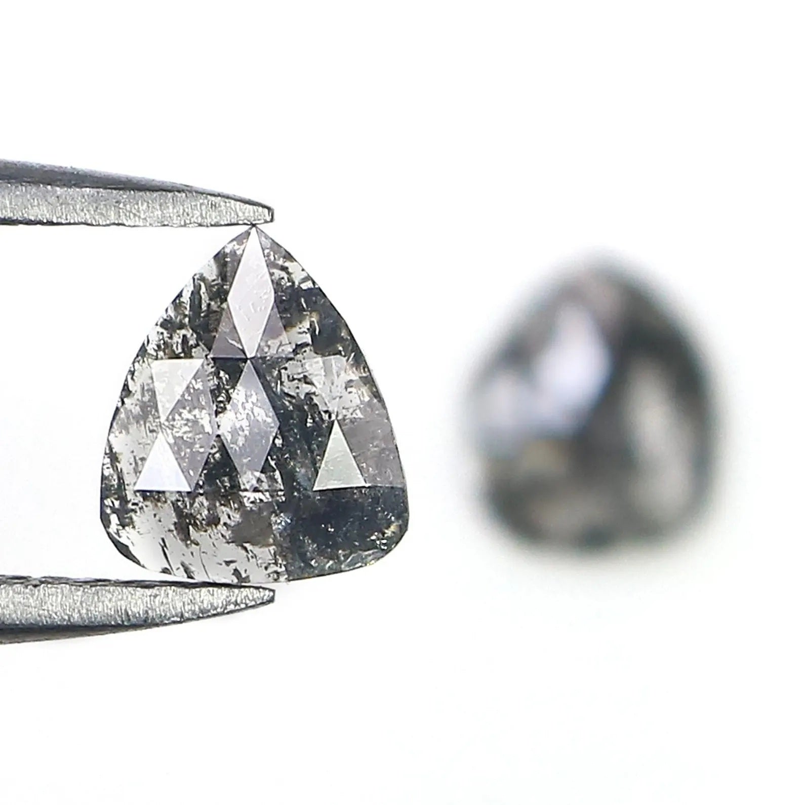 0.93 CT Natural Loose Pear Shape Pair Diamond Salt And Pepper Pear Diamond 6.30 MM Natural Black Gray Color Pear Rose Cut Diamond NQ8434