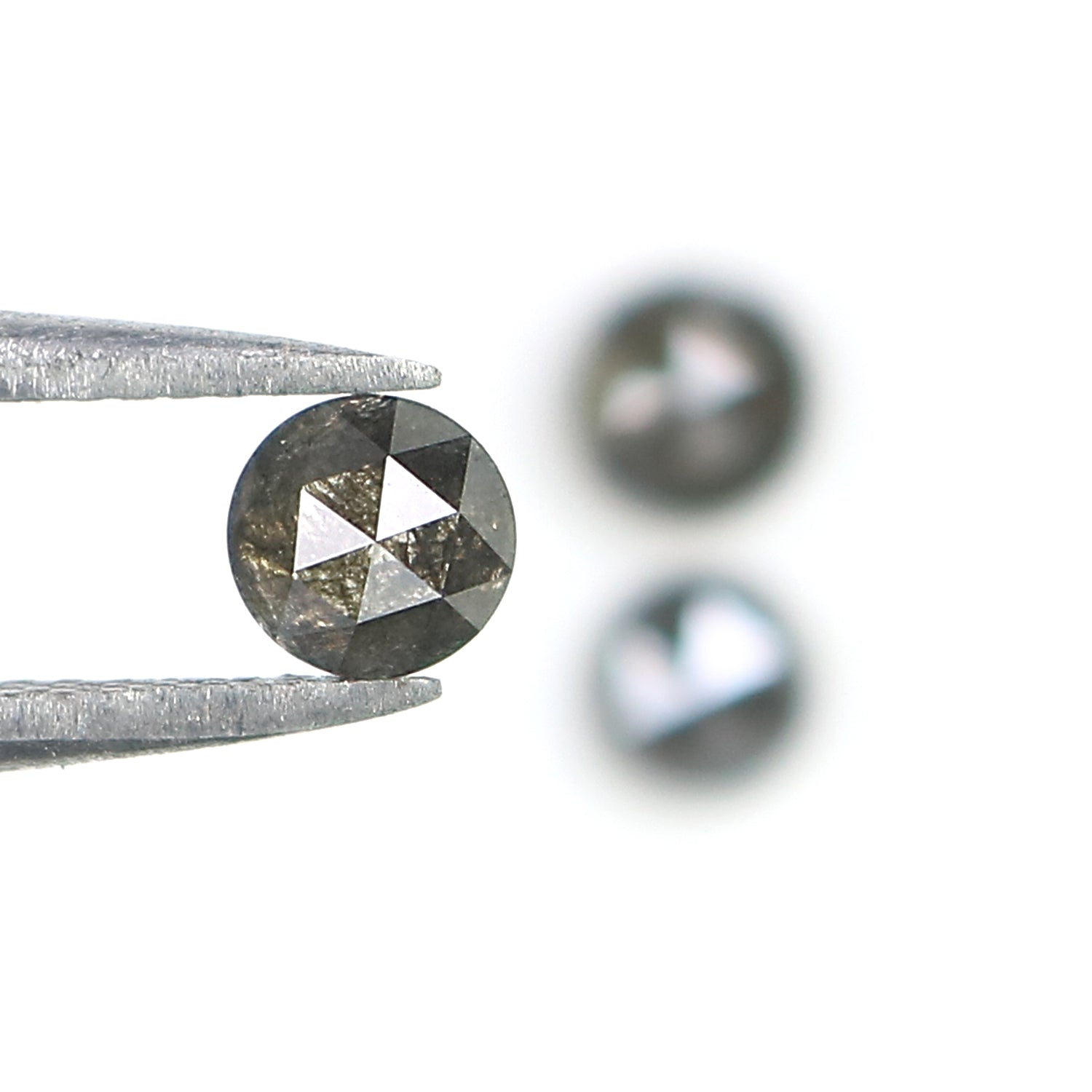 1.23 Ct Natural Loose Round Rose Cut Diamond Salt And Pepper Round Shape Diamond 4.10 MM Natural Black Grey Round Rose Cut Diamond LQ1136