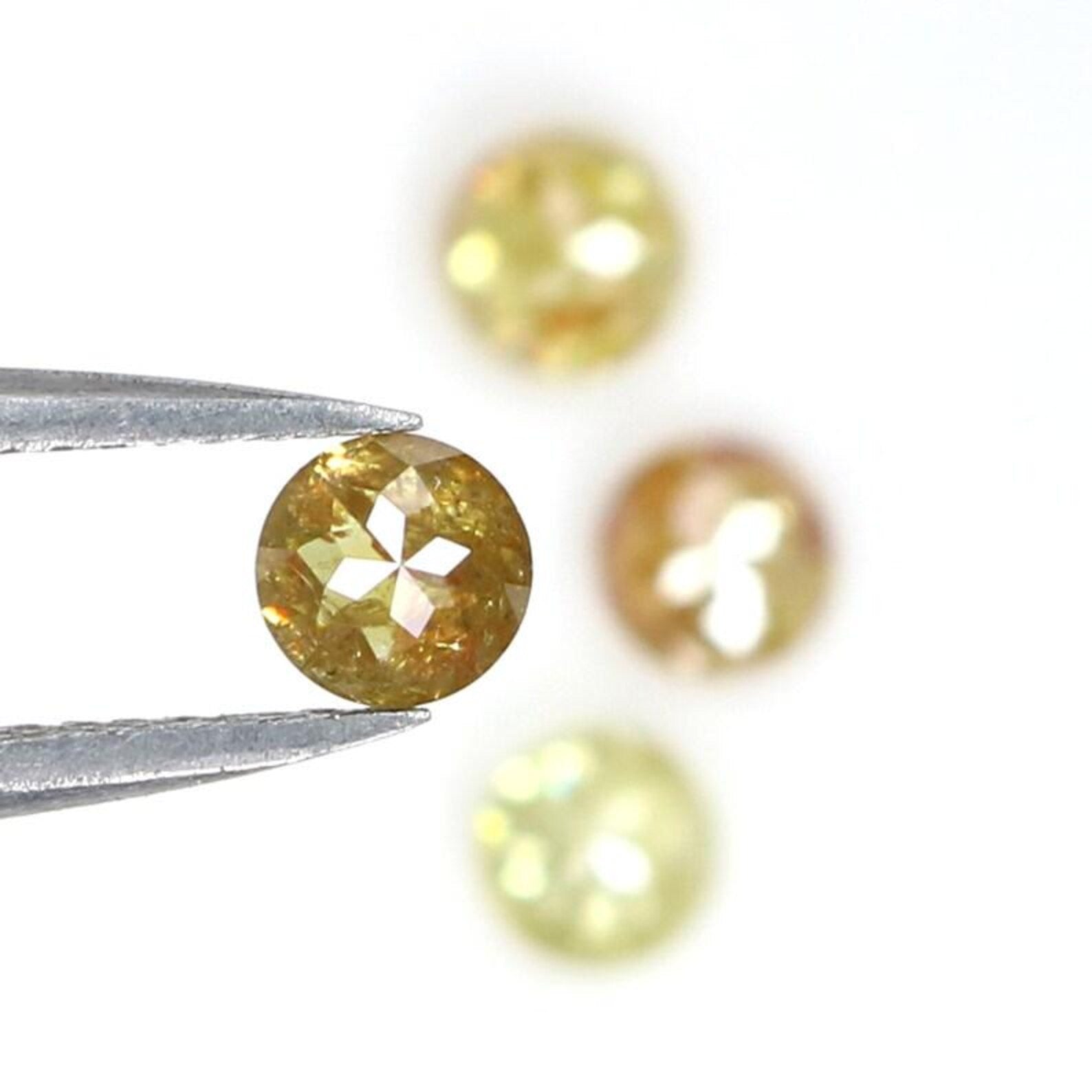 1.35 CT Natural Loose Round Shape Diamond Yellow Color Round Cut Diamond 4.10 MM Natural Diamond Brown Color Round Rose Cut Diamond NQ1923