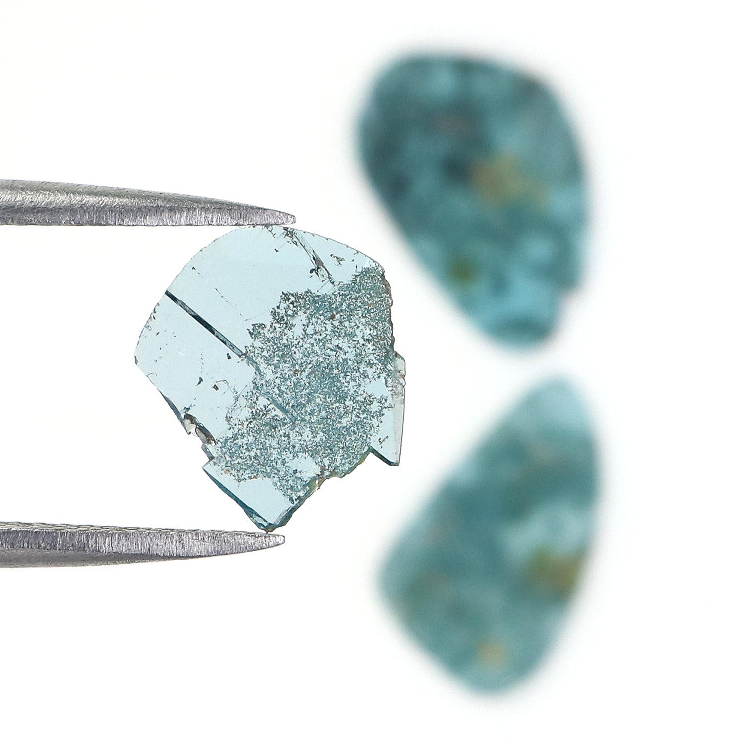 1.41 CT Natural Loose Slice Shape Diamond Blue Color Slice Cut Diamond 12.40 MM Natural Loose Blue Color Slice Irregular Cut Diamond LQ771