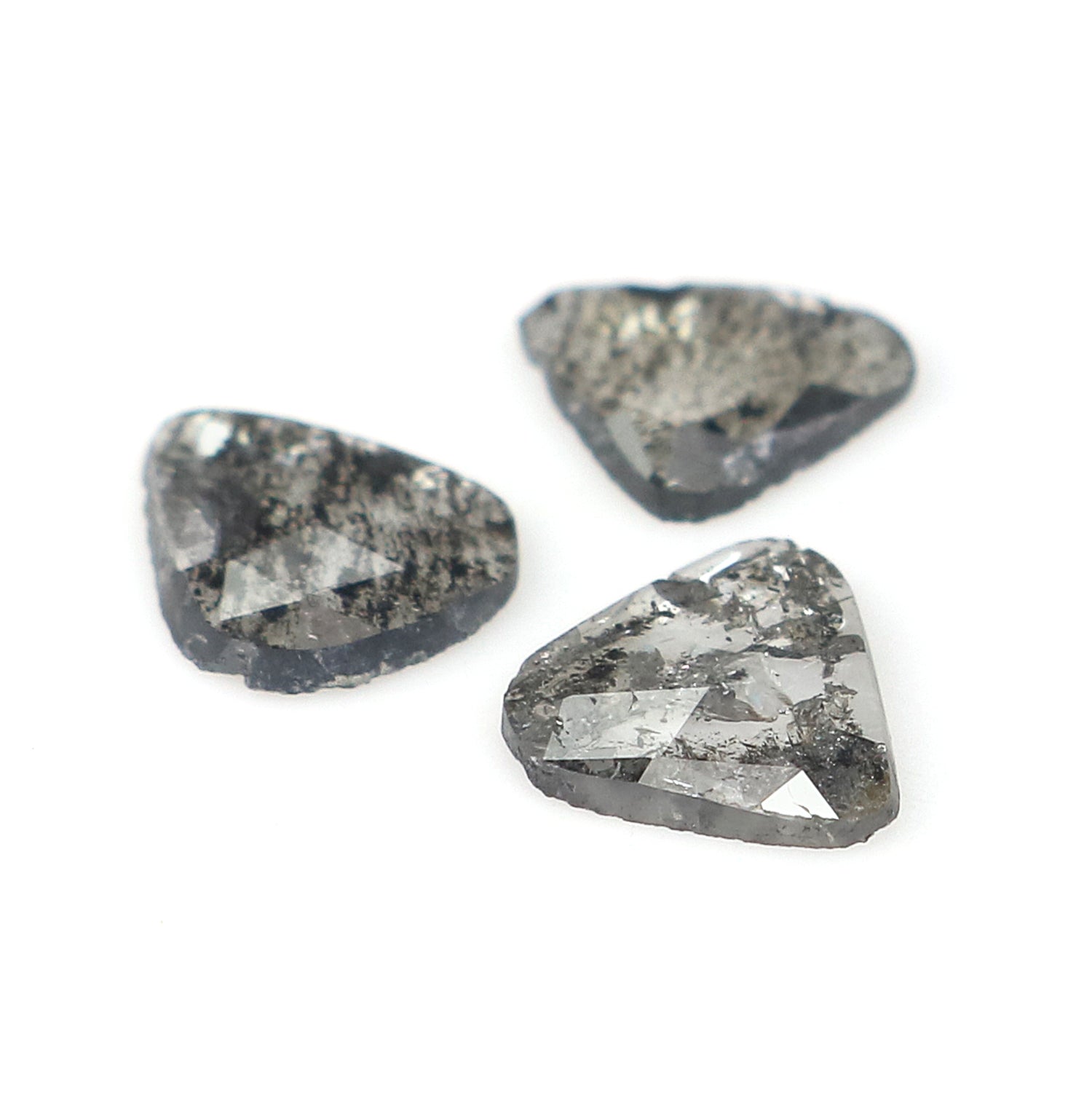 0.82 CT Natural Loose Slice Shape Diamond Salt And Pepper Slice Uncut Diamond 6.30 MM Natural Black Grey Color Slice Rose Cut Diamond N2629
