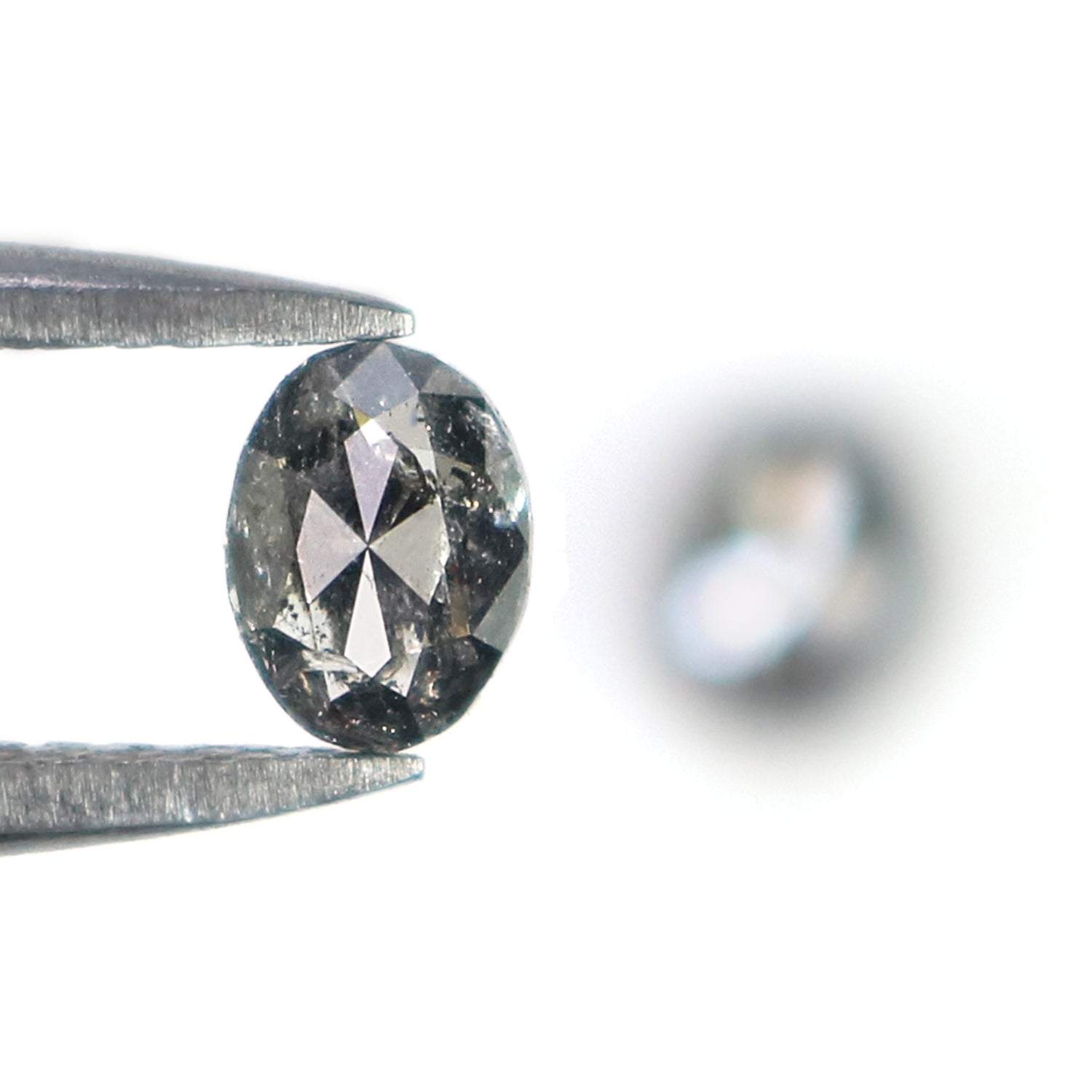 0.64 CT Natural Loose Oval Cut Pair Diamond Salt And Pepper Oval Shape Diamond 4.50 MM Natural Black Grey Color Oval Rose Cut Diamond L502