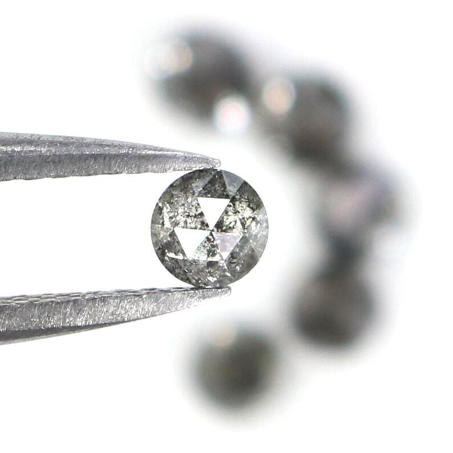 1.02 Ct Natural Loose Round Rose Cut Diamond Salt And Pepper Round Diamond 3.30 MM Natural Black Grey Color Round Rose Cut Diamond NQ2311