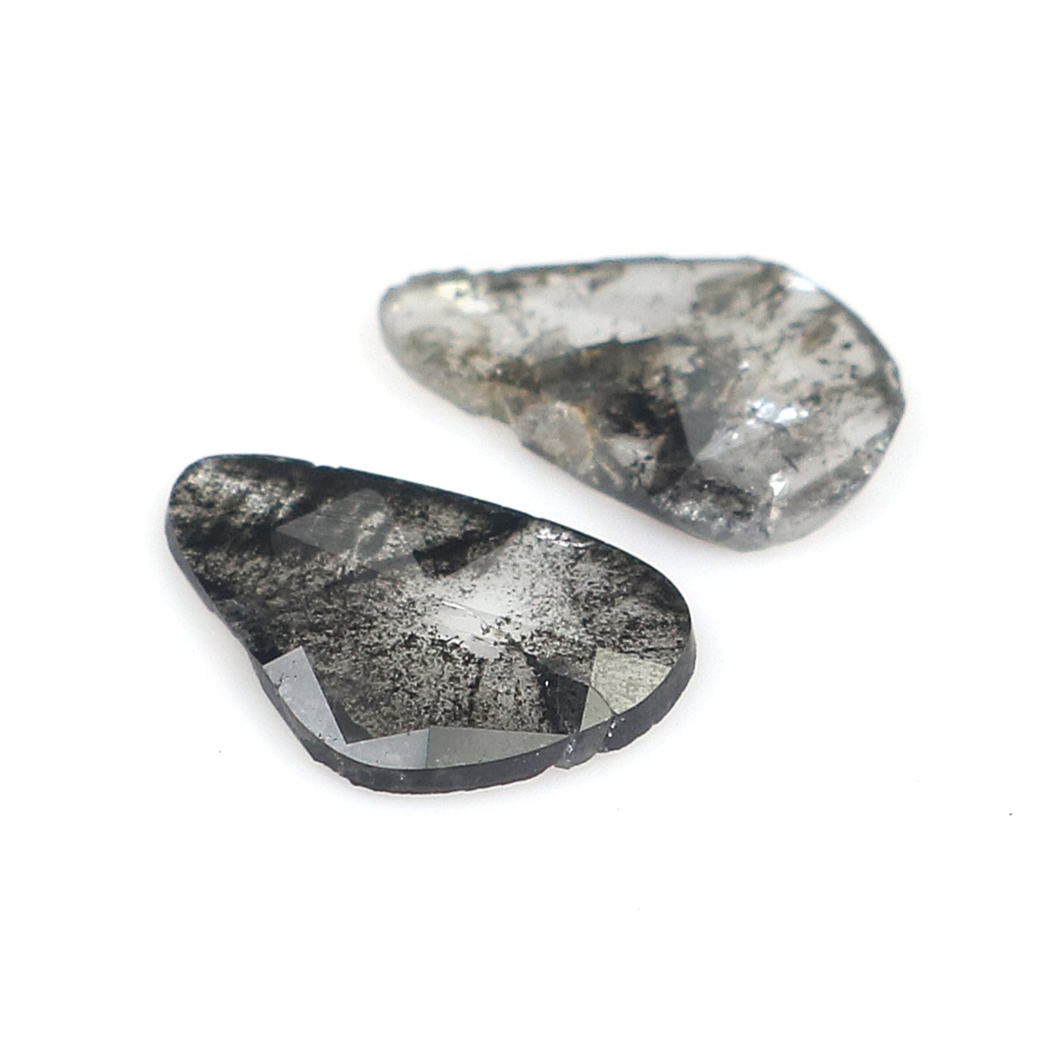 0.73 CT Natural Loose Slice Shape Diamond Salt And Pepper Slice Uncut Diamond 7.95 MM Natural Black Grey Diamond Irregular Cut Diamond L3543