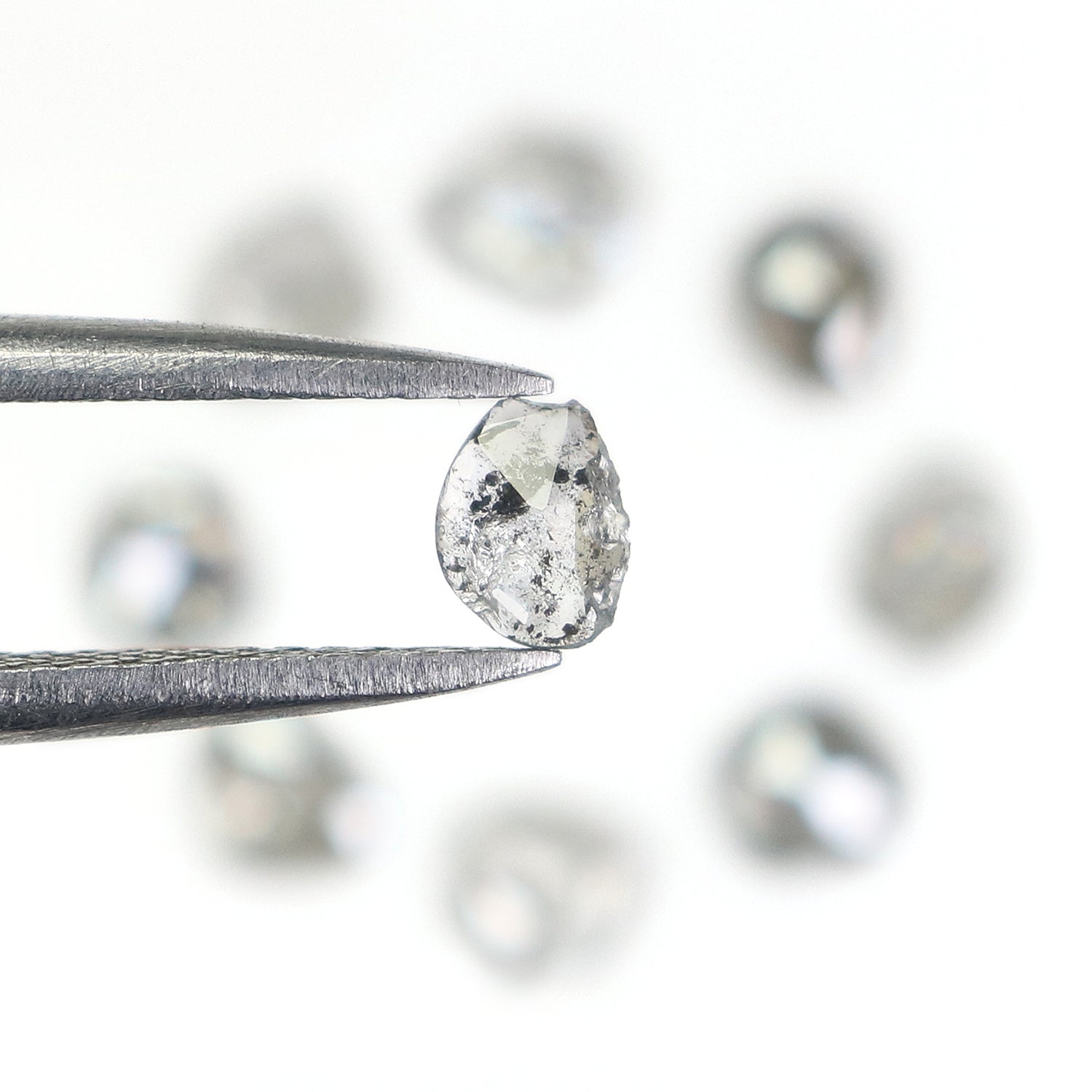 0.97 CT Natural Loose Slice Shape Diamond Salt And Pepper Slice Cut Diamond 4.15 MM Natural Black Grey Color Slice Rose Cut Diamond NQ2133