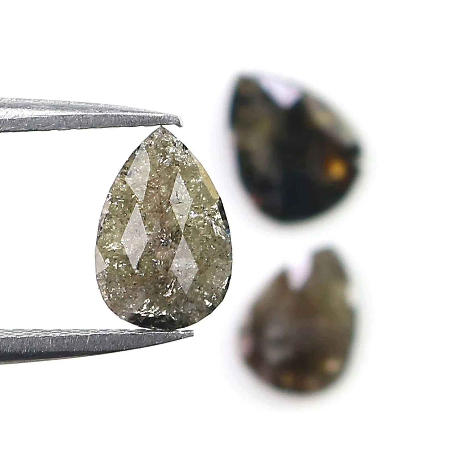 1.92 CT Natural Loose Pear Shape Diamond Salt And Pepper Pear Diamond 8.60 MM Natural Loose Black Grey Color Pear Rose Cut Diamond NQ2551