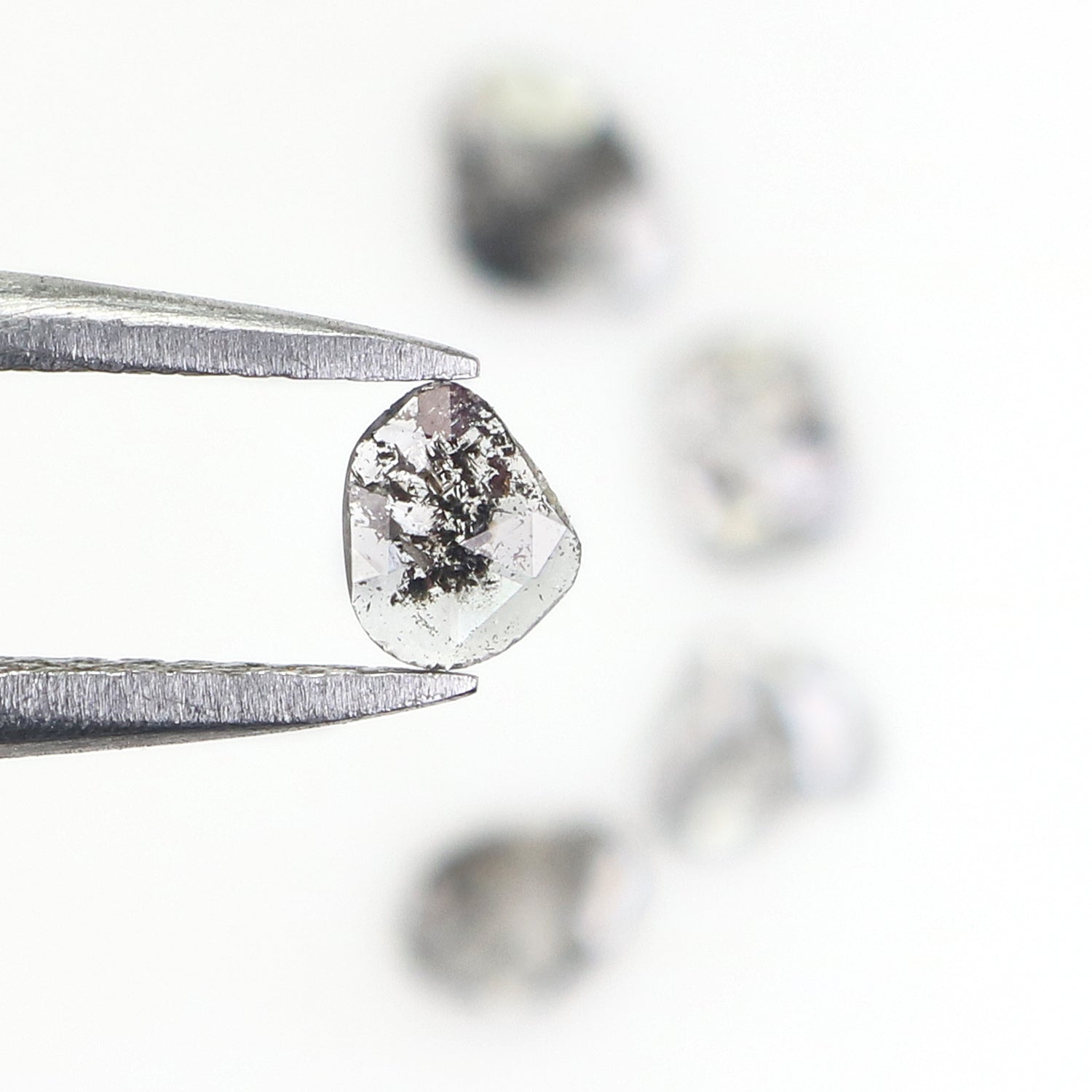 0.49 CT Natural Loose Slice Shape Diamond Salt And Pepper Slice Cut Diamond 4.80 MM Natural Black Grey Diamond Irregular Cut Diamond N2615