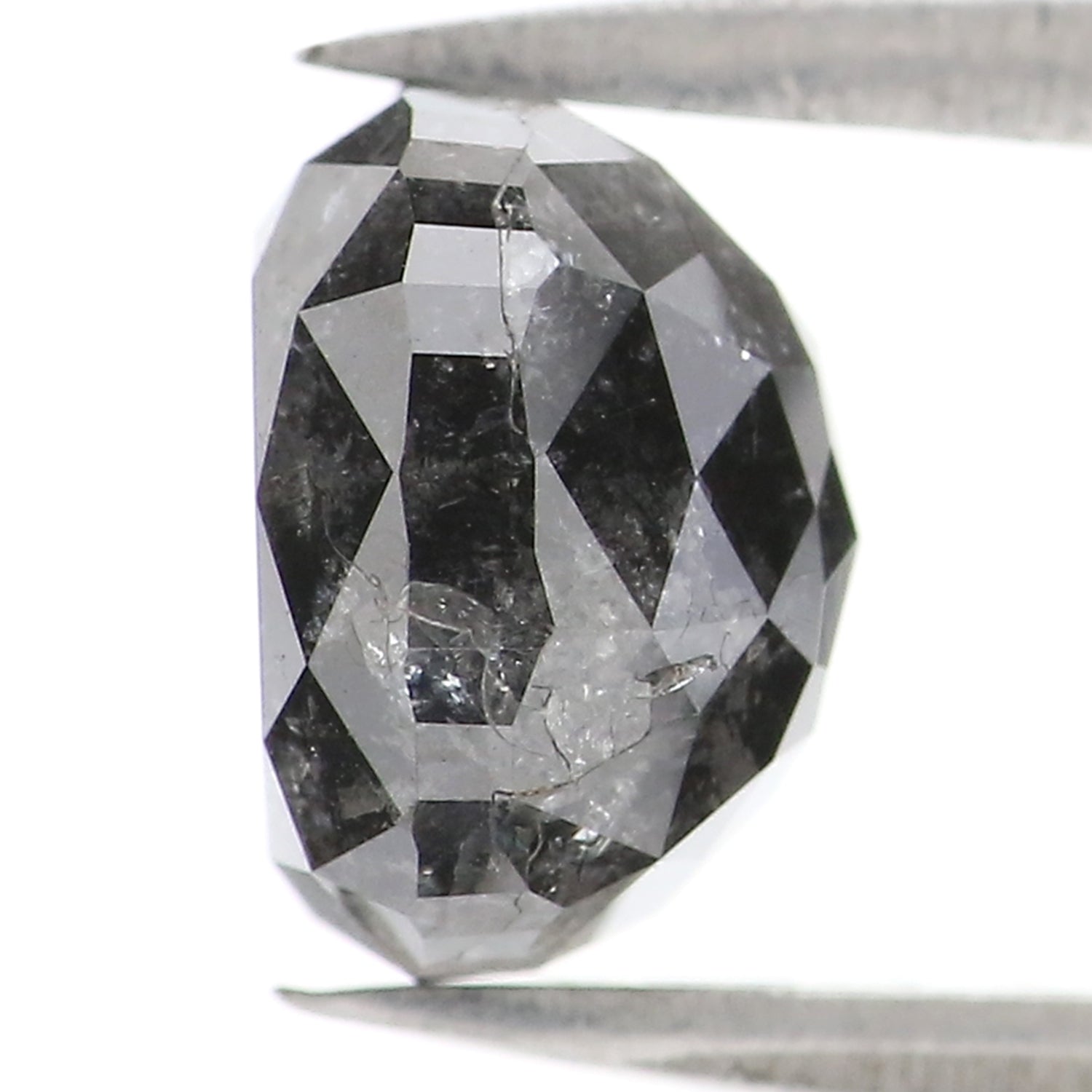 2.66 CT Natural Loose Cushion Shape Diamond Salt And Pepper Cushion Shape Diamond 7.60 MM Black Grey Color Cushion Rose Cut Diamond LQ2835