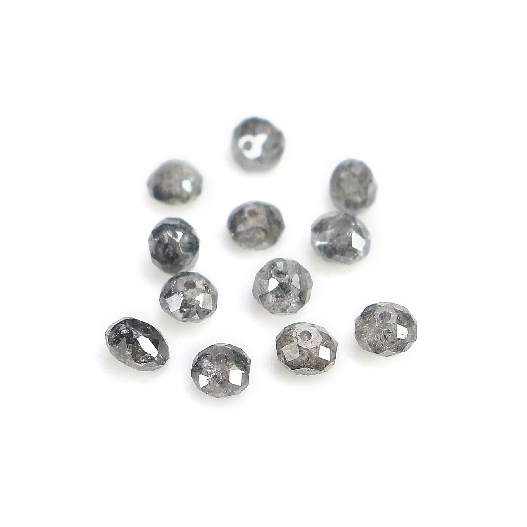 1.00 CT Natural Loose Bead Shape Diamond Salt And Pepper Bead Cut Diamond 2.30 to 2.50 MM Natural Black Grey Color Bead Cut Diamond Q178-5