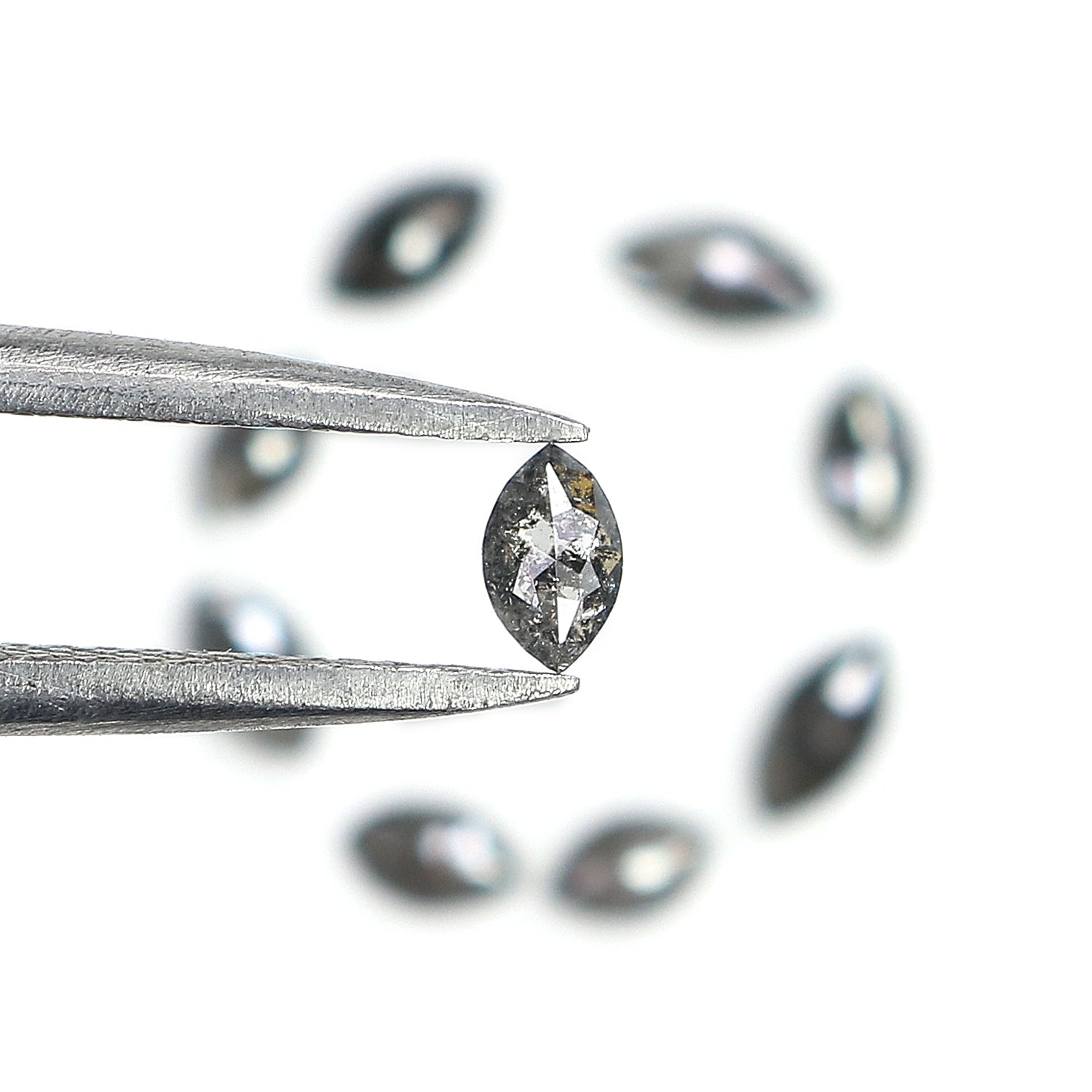 0.79 CT Natural Loose Marquise Shape Diamond Salt And Pepper Marquise Rose Cut Diamond 3.70 MM Black Grey Color Marquise Cut Diamond LQ2879