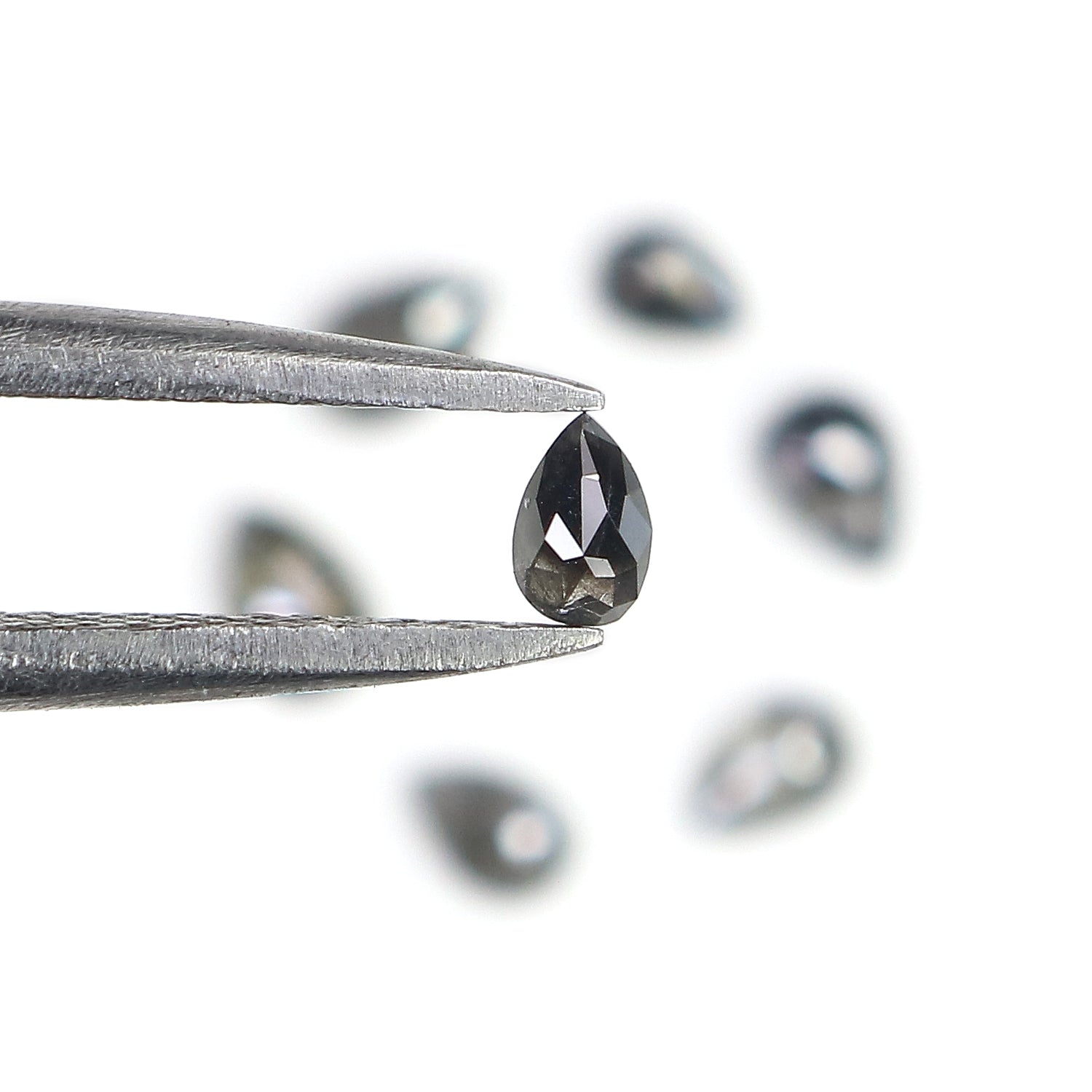 0.64 CT Natural Loose Pear Shape Diamond Salt And Pepper Pear Diamond 4.05 MM Natural Loose Black Grey Color Pear Rose Cut Diamond LQ2762