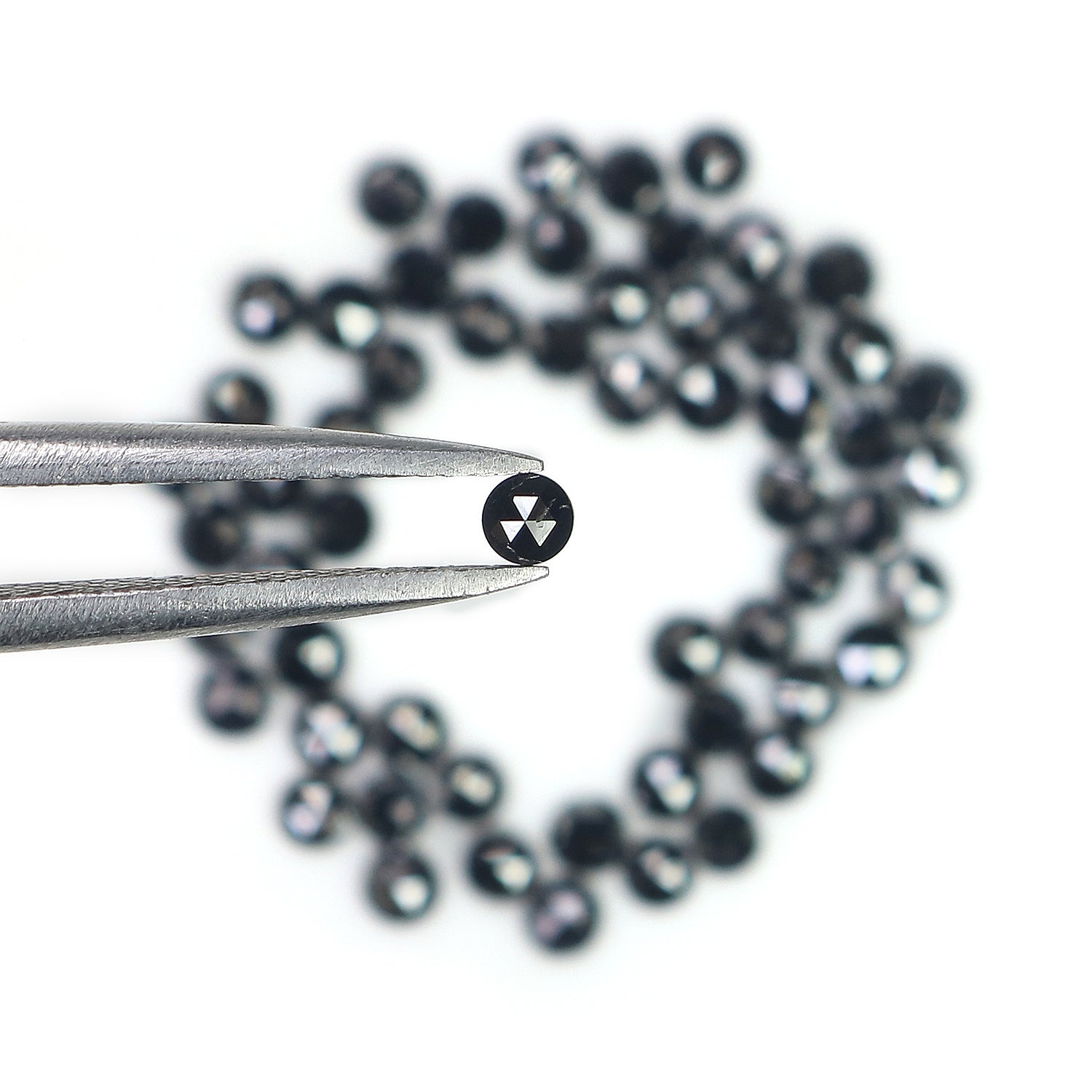 3.27 CT Natural Loose Round Rose Cut Diamond Black Color Round Shape Diamond 2.30 MM Natural Loose Black Color Round Rose Cut Diamond KQ2458