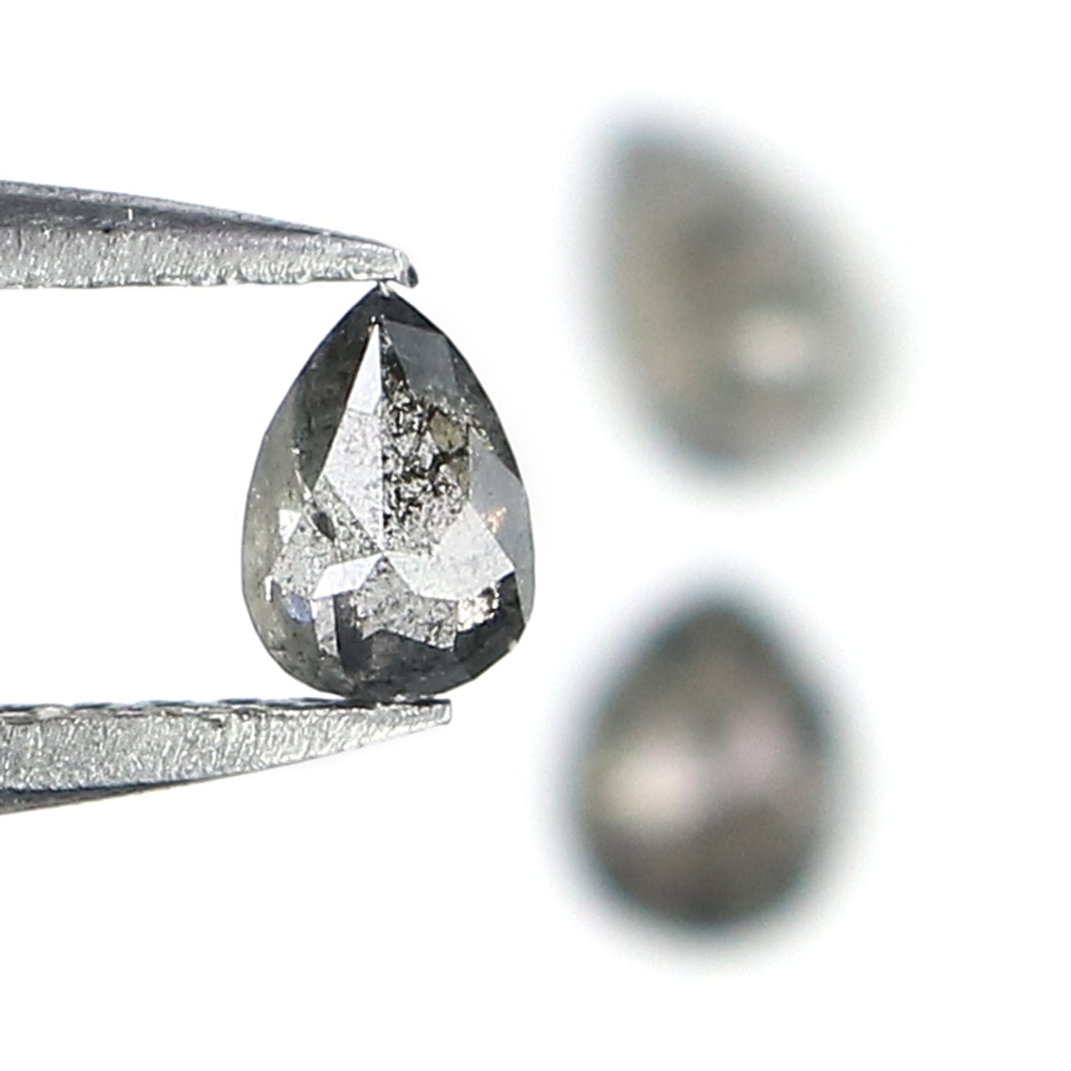 0.60 CT Natural Loose Pear Shape Diamond Salt And Pepper Pear Diamond 4.90 MM Natural Loose Black Grey Color Pear Rose Cut Diamond LQ2882