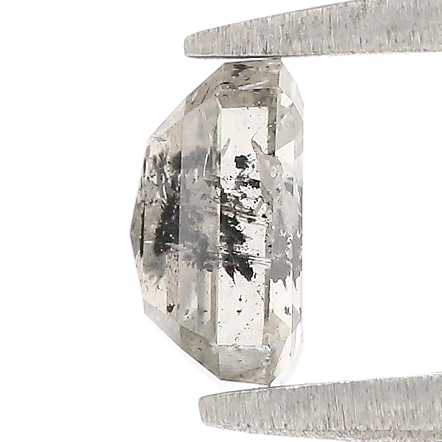 0.94 CT Natural Loose Emerald Shape Diamond Salt And Pepper Emerald Cut Diamond 5.90 MM Natural Black Grey Emerald Rose Cut Diamond QL9559