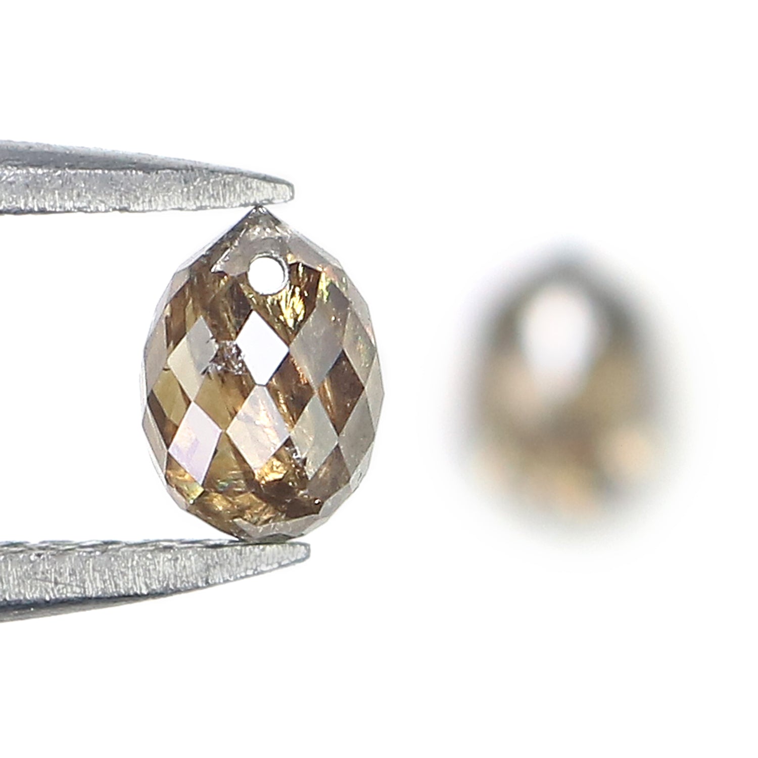 1.28 Ct Natural Loose Briolette Shape Diamond Brown Color Drop Cut Diamond 5.25 MM Natural Brown Diamond Briolette Rose Cut Diamond LQ148