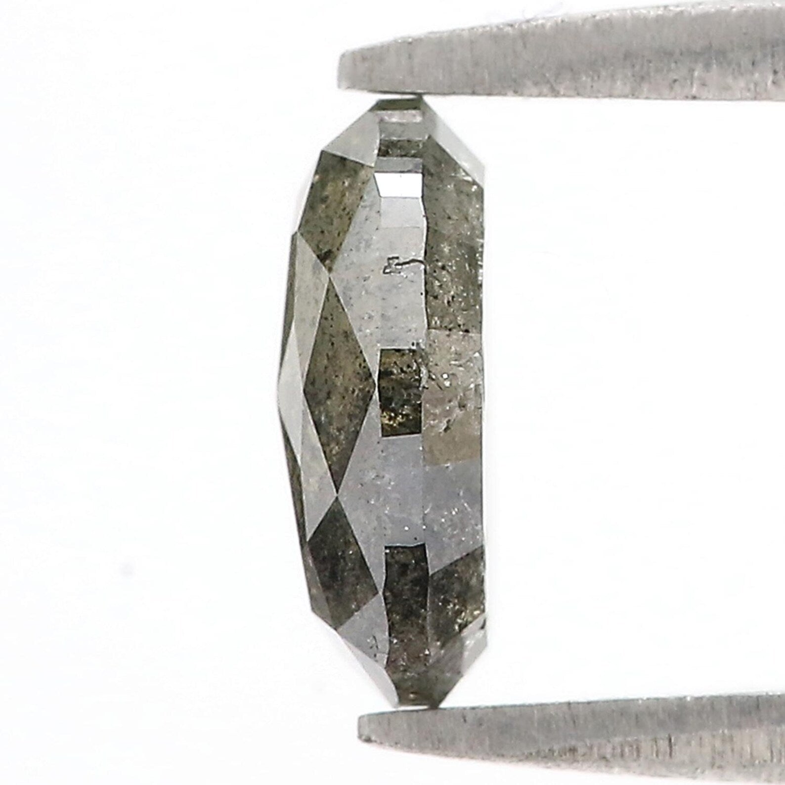 1.61 Ct Natural Loose Oval Shape Diamond Salt and Pepper Oval Diamond 8.55 MM Natural Loose Black Grey Color Oval Rose Cut Diamond QN870
