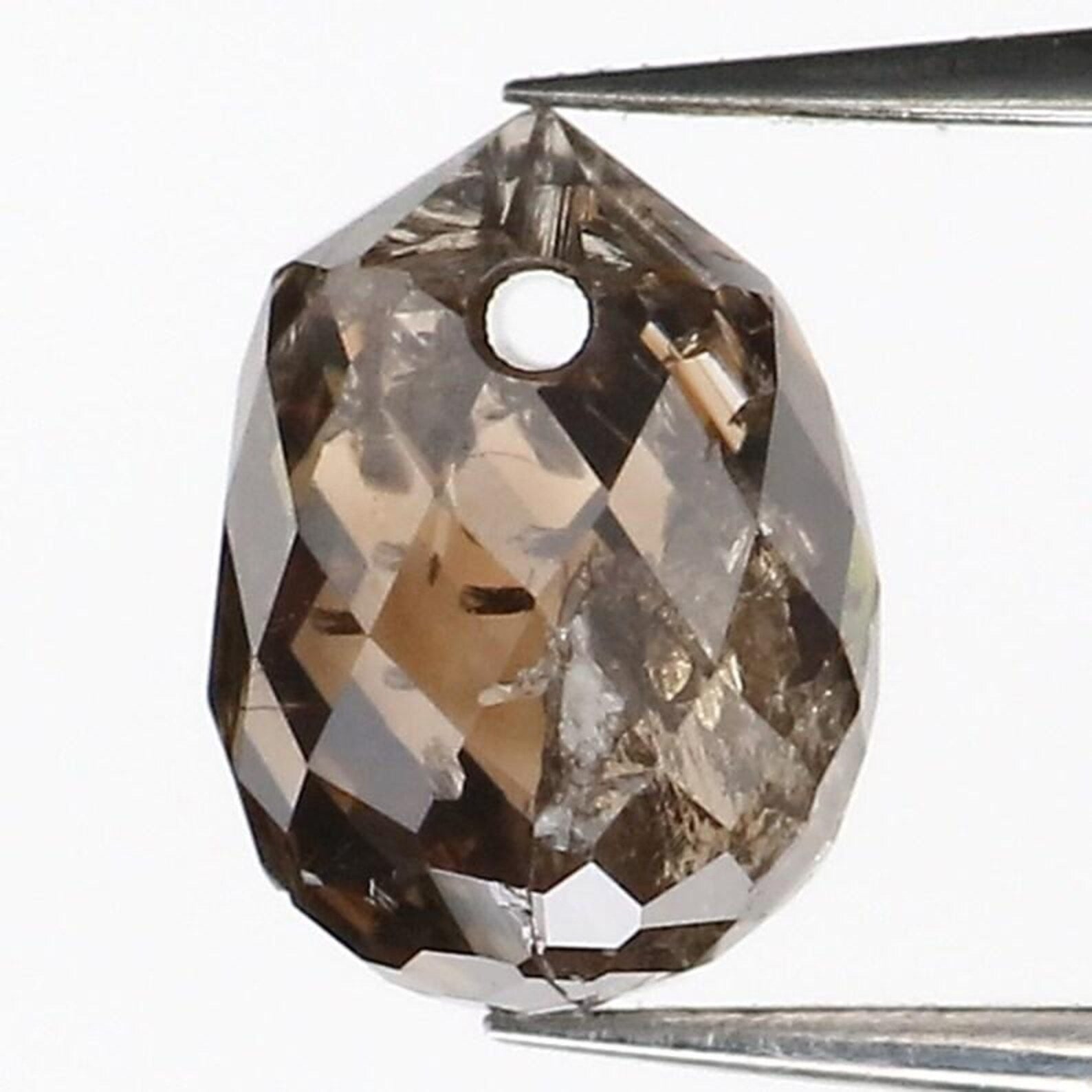 0.67 CT Natural Loose Briolette Shape Diamond Brown Color Drop Cut Diamond 5.30 MM Natural Brown Color Briolette Rose Cut Diamond NQ464