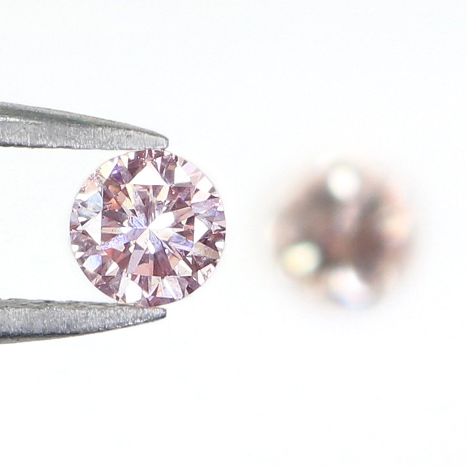 0.56 CT Lab Grown Round Brilliant Cut CVD Diamond VS1 Clarity Pink Color Round Cut Pair Diamond 4.20 MM Pink Color Round Shape Diamond KDL3548