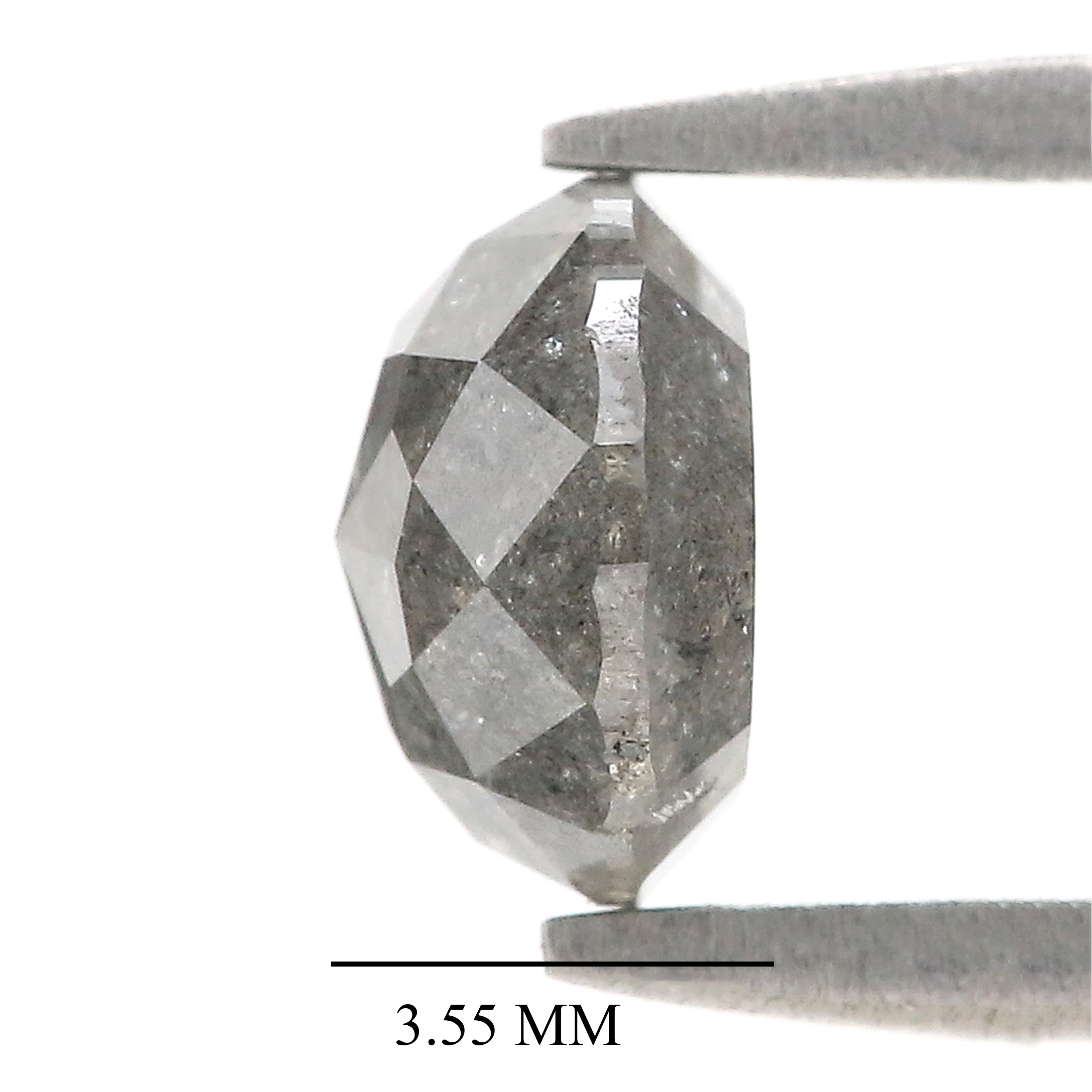 Natural Round Salt and Pepper Diamond 1.26 CT Loose Rose Cut Black Grey Stone 6.40 MM Rustic Diamond For Custom Engagement Ring L3679