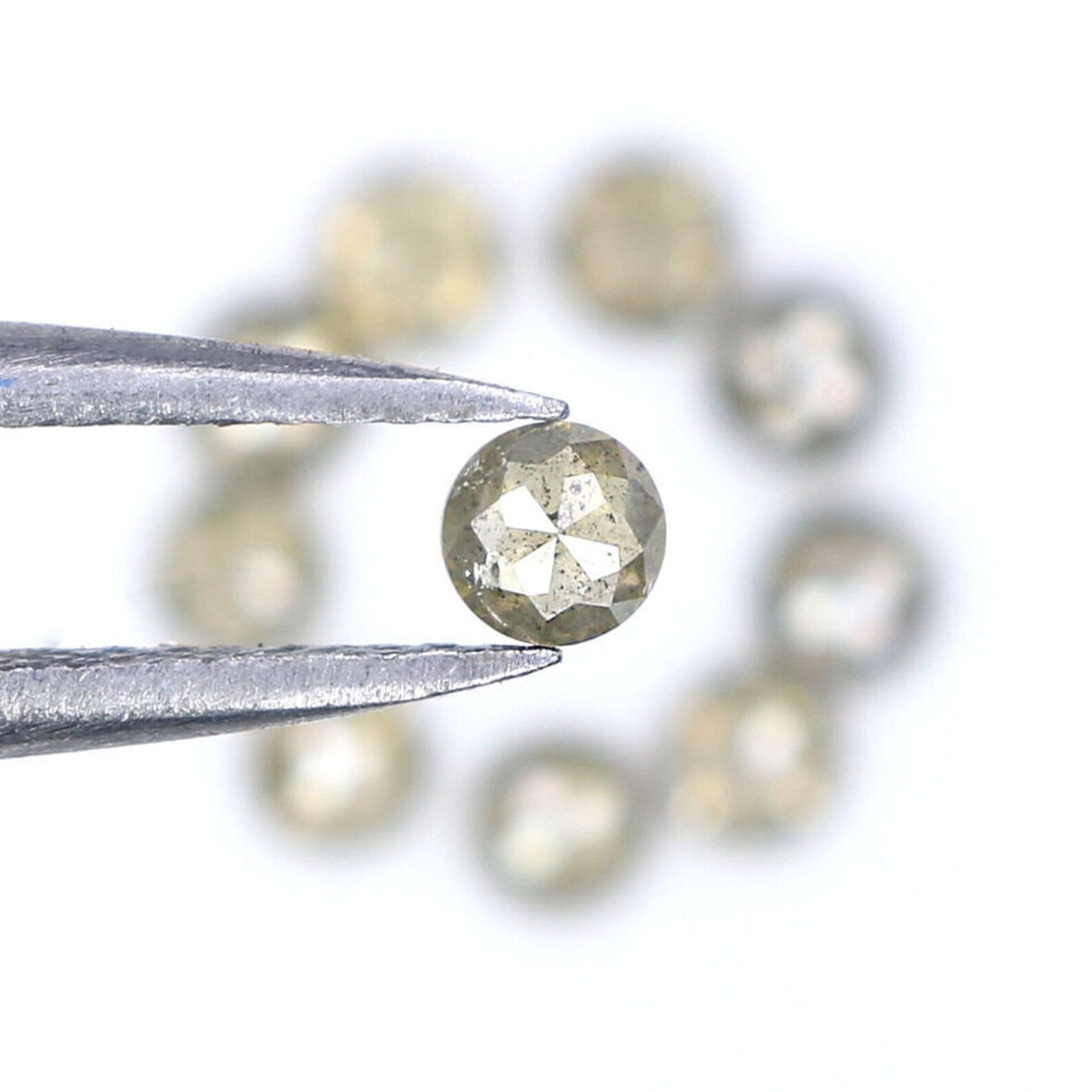 1.43 CT Natural Loose Rose Cut Diamond Grey Green Color Round Diamond 3.00 MM Natural Loose Grey Green Round Rose Cut Shape Diamond NQ409