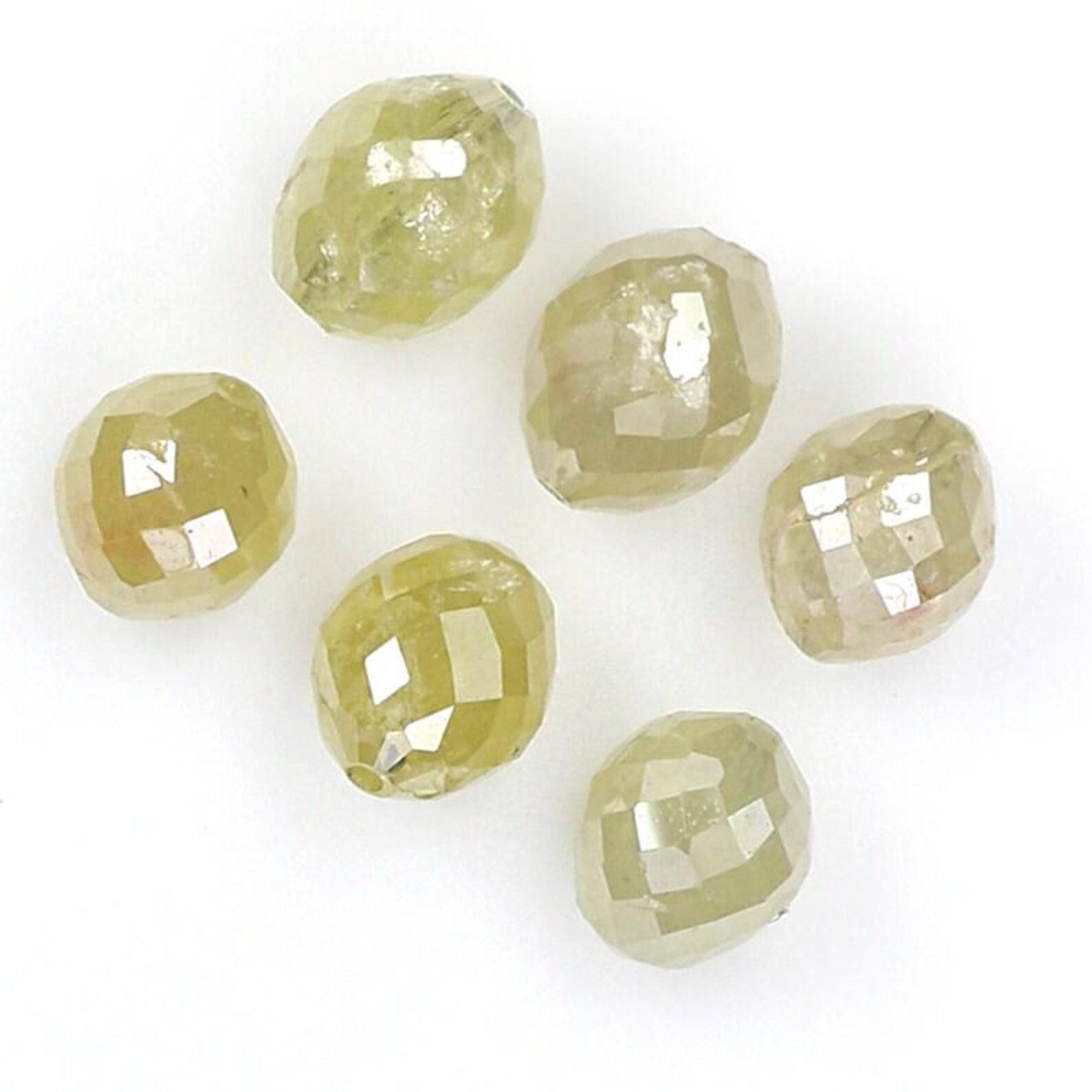 3.31 CT Natural Loose Egg Shape Bead Diamond Yellow Color Bead Diamond 4.30 MM Natural Diamond Gray Color Egg Shape Rose Cut Diamond NQB1785