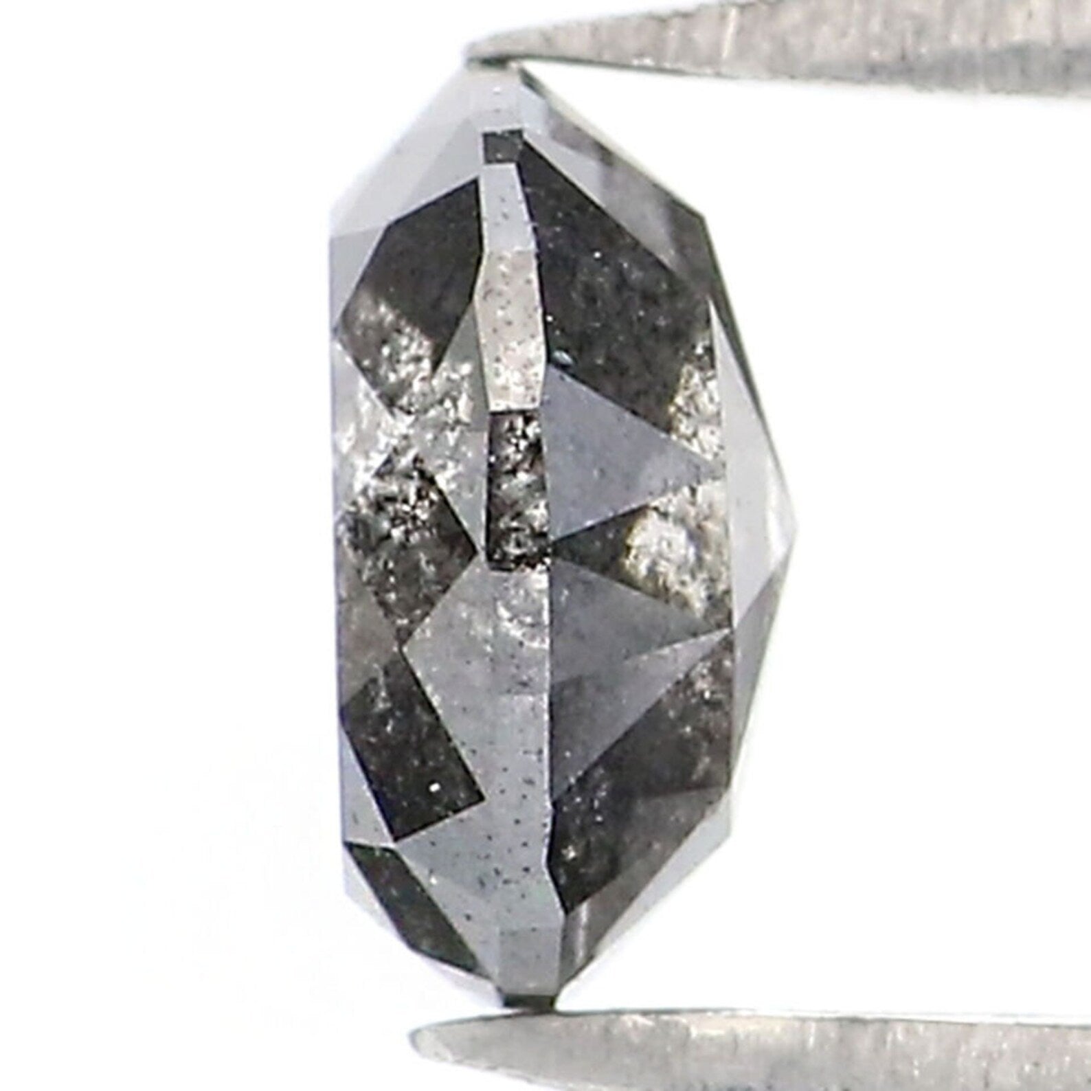 0.61 CT Natural Loose Oval Shape Diamond Salt And Pepper Oval Diamond 5.30 MM Black Grey Color Diamond Oval Shape Rose Cut Diamond NQ7694