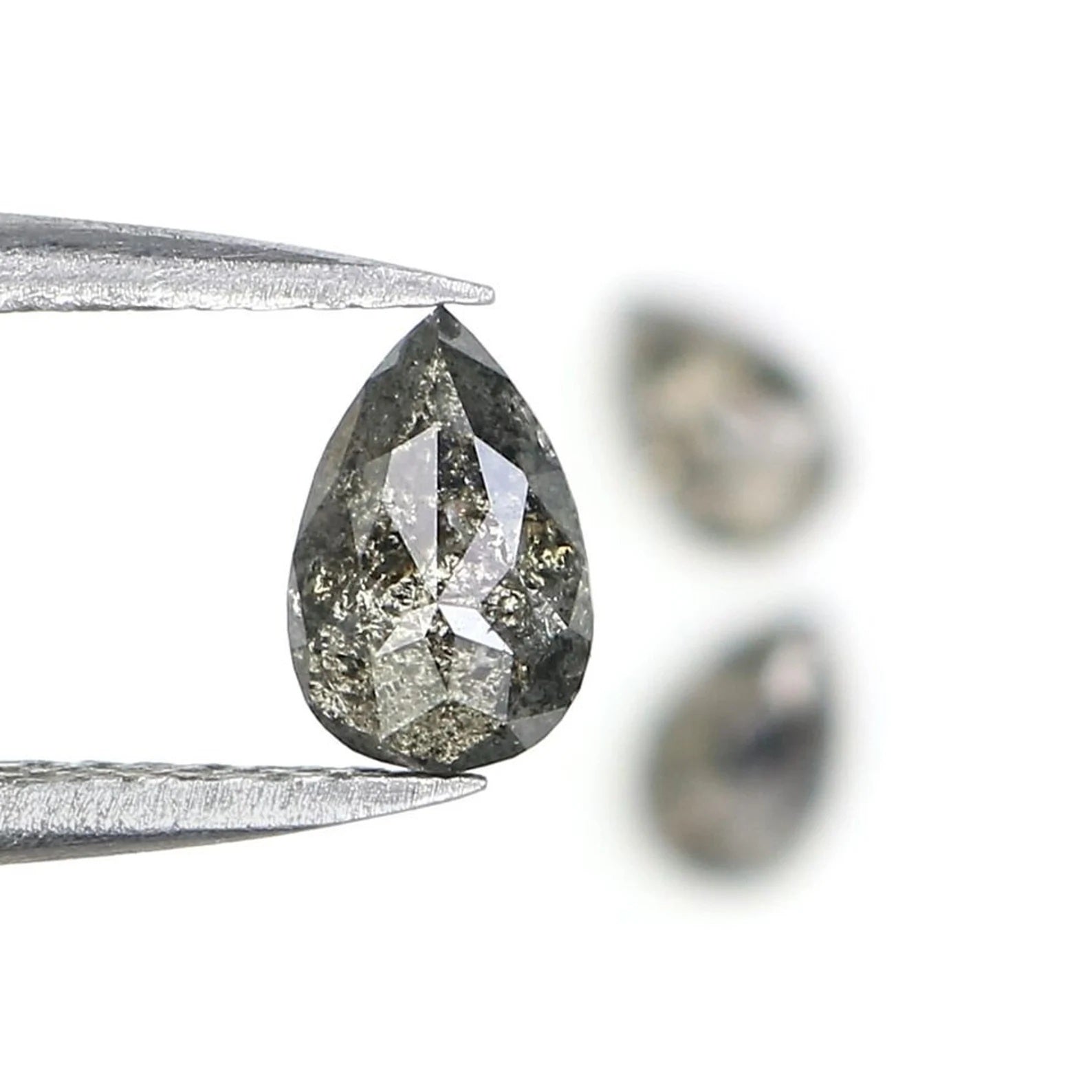 0.93 CT Natural Loose Pear Cut Diamond Salt And Pepper Pear Cut Diamond 6.25 MM Natural Black Grey Color Pear Shape Rose Cut Diamond NQ2427