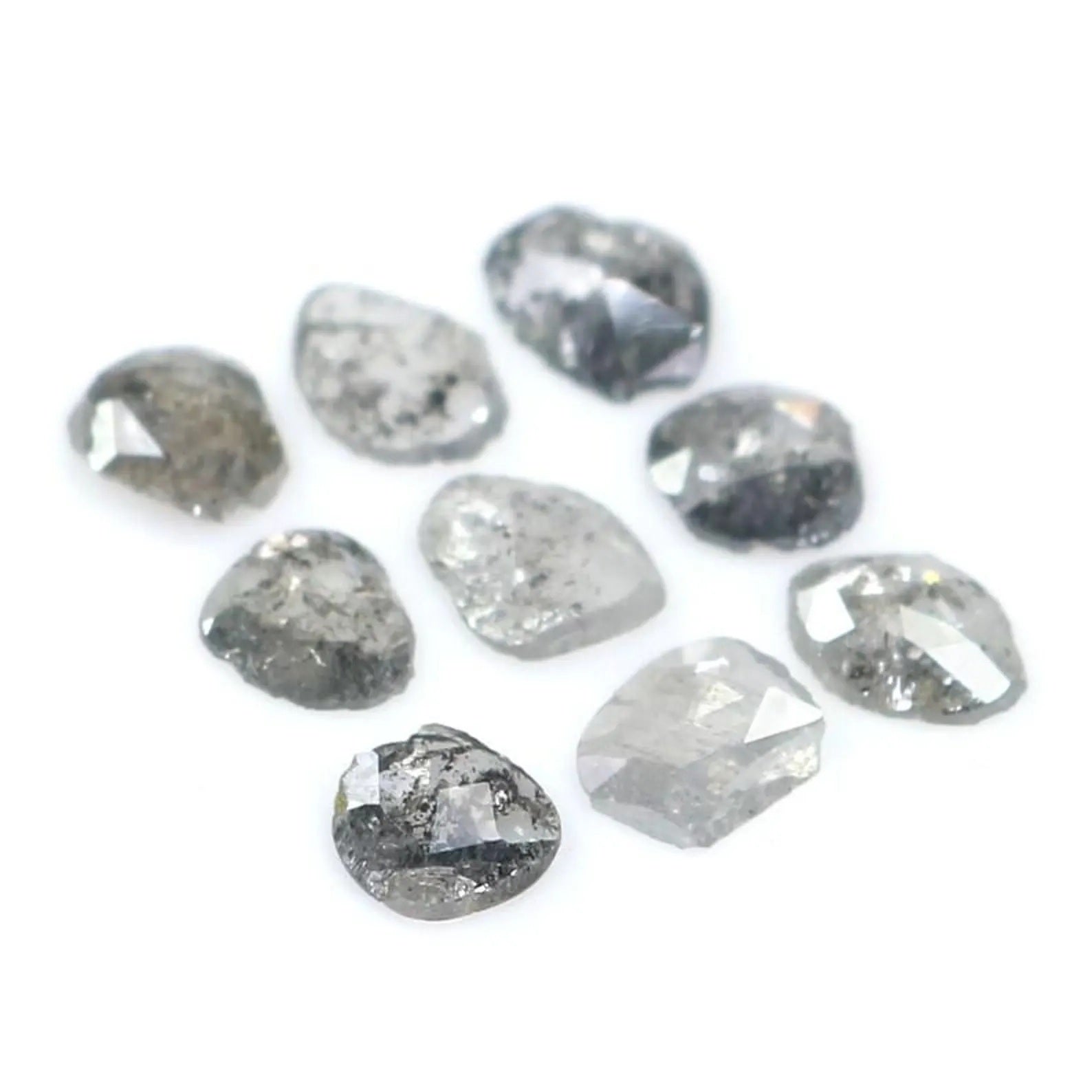 0.97 CT Natural Loose Slice Shape Diamond Salt And Pepper Slice Cut Diamond 4.15 MM Natural Black Grey Color Slice Rose Cut Diamond NQ2133